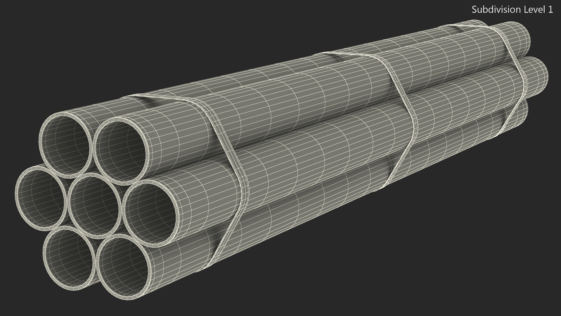 3D Thick Steel Pipes Bundle 2 Meters model