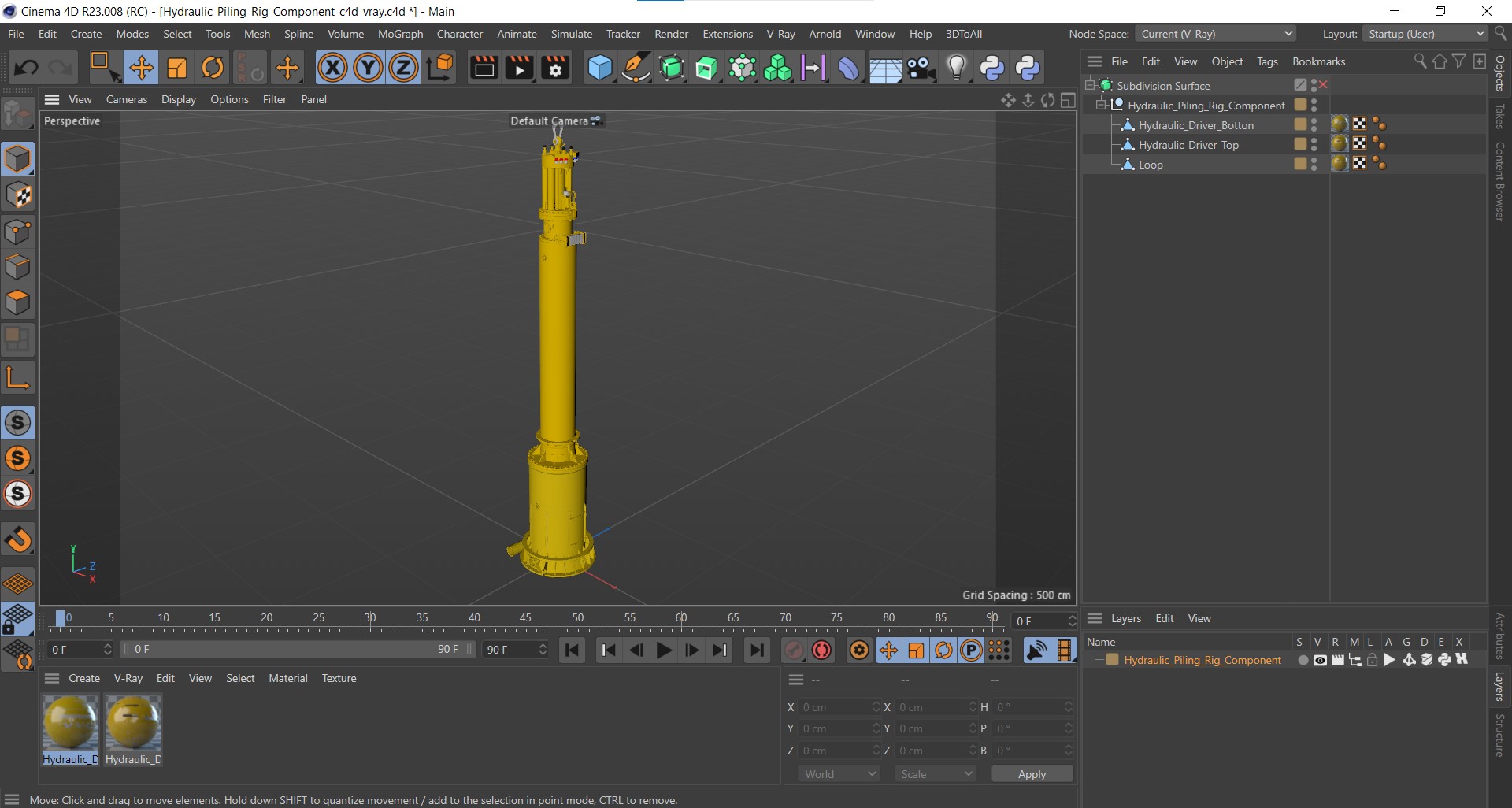 3D model Hydraulic Piling Rig Component