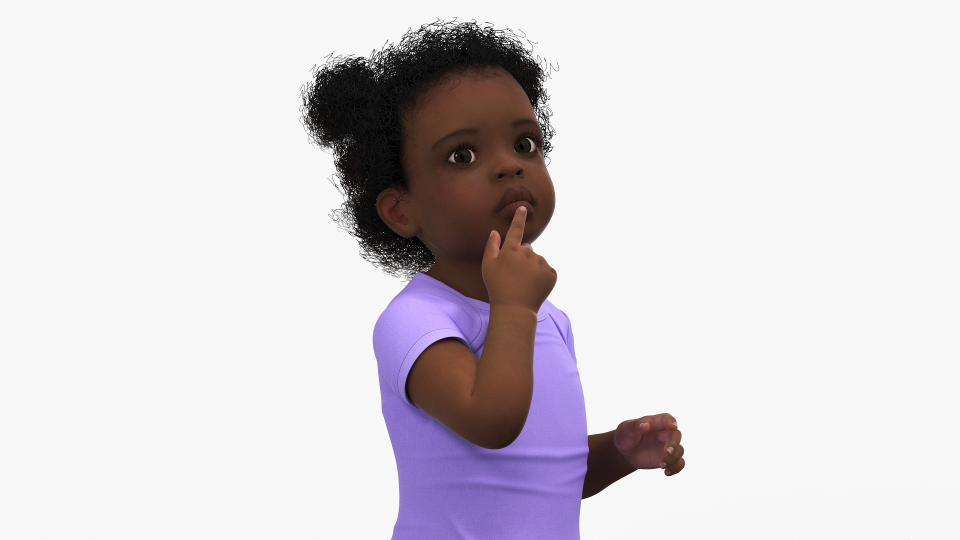 3D African Baby Girl Light Skin in Bodysuit Sitting model