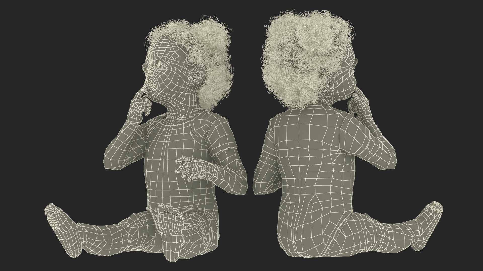 3D African Baby Girl Light Skin in Bodysuit Sitting model
