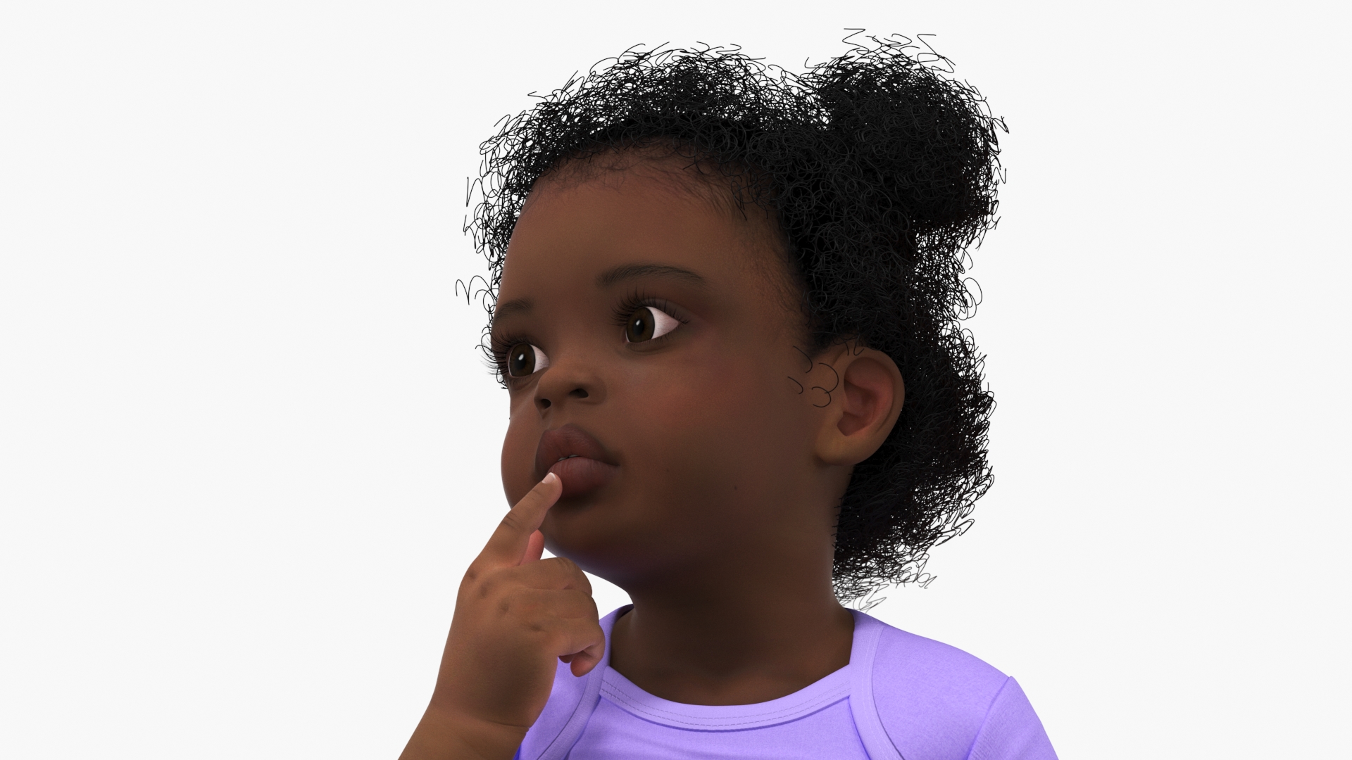 3D African Baby Girl Light Skin in Bodysuit Sitting model
