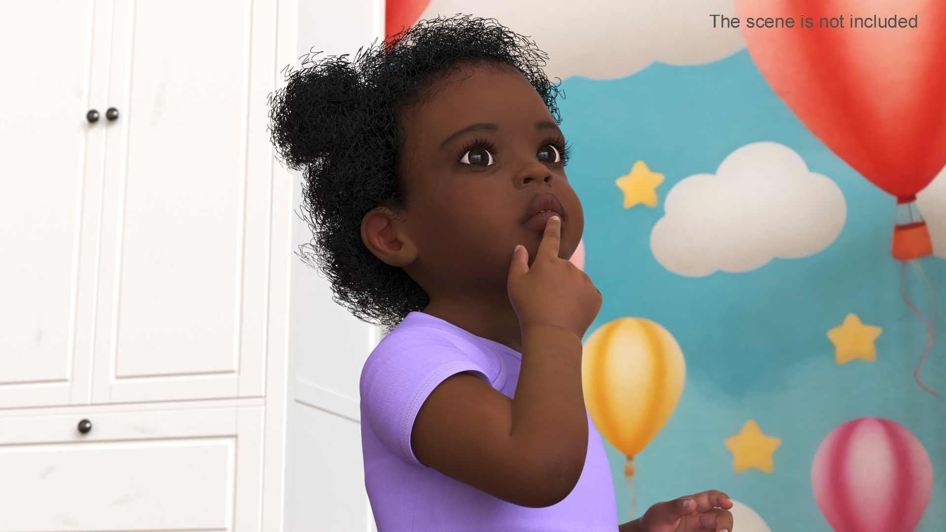 3D African Baby Girl Light Skin in Bodysuit Sitting model