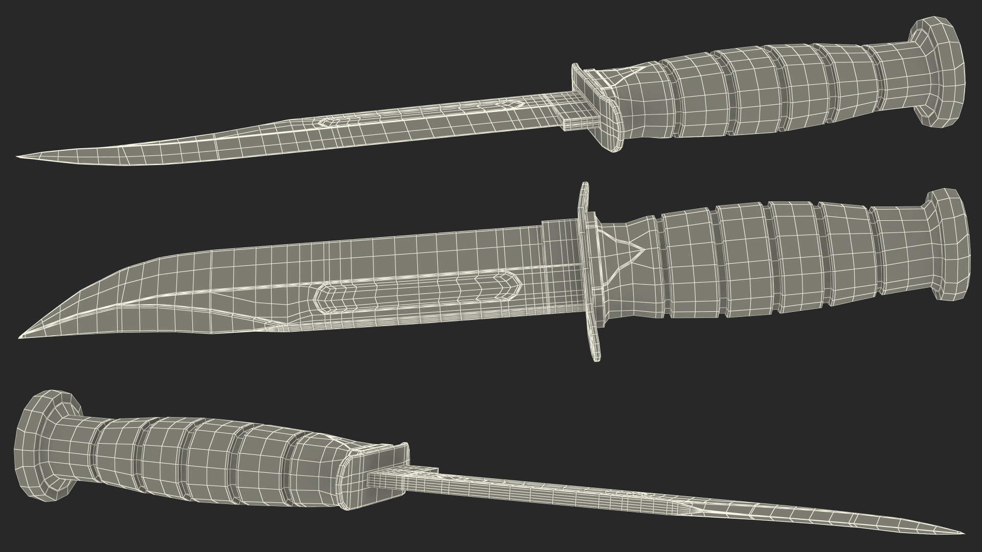 3D Ka Bar USMC Straight Edge Combat Knife model