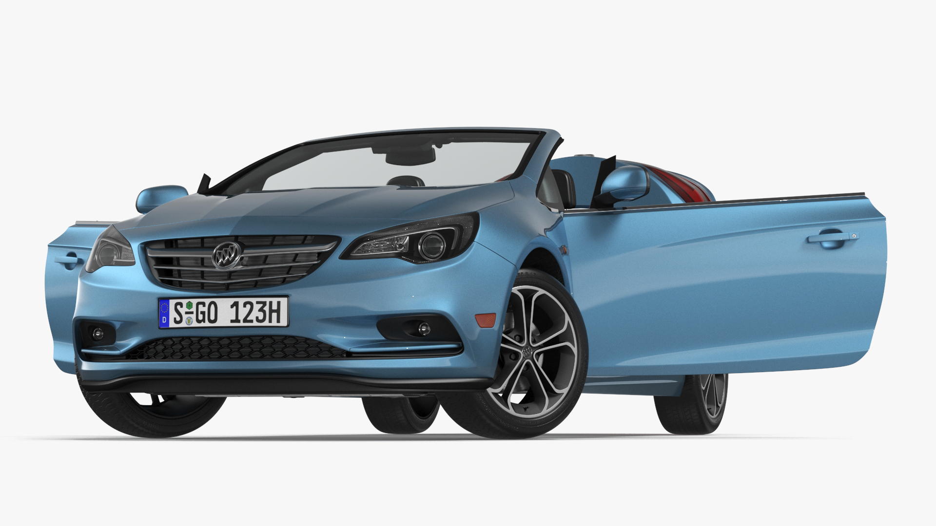 3D Buick Cascada Cabriolet Convertible Blue Color Rigged model