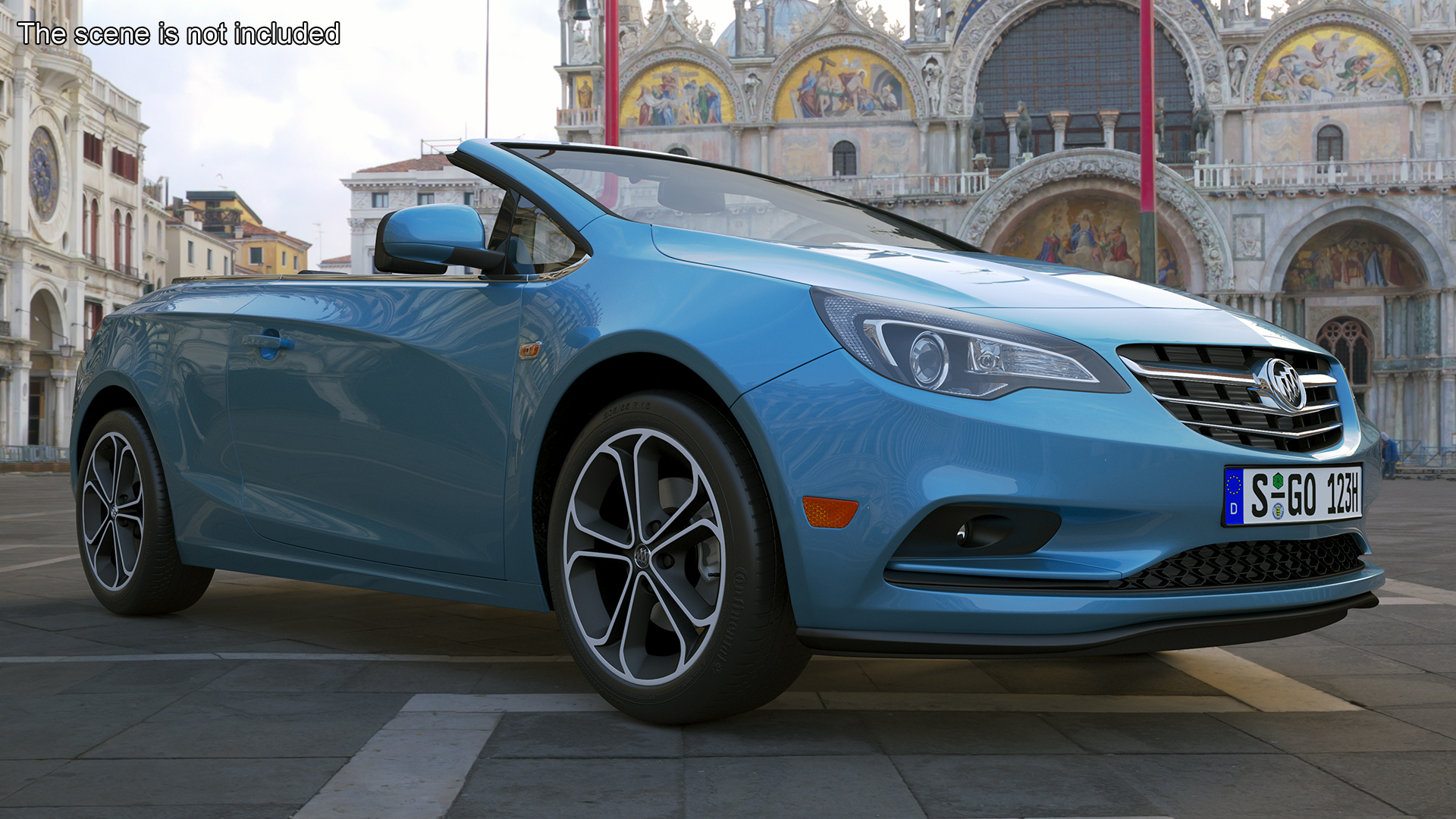 3D Buick Cascada Cabriolet Convertible Blue Color Rigged model