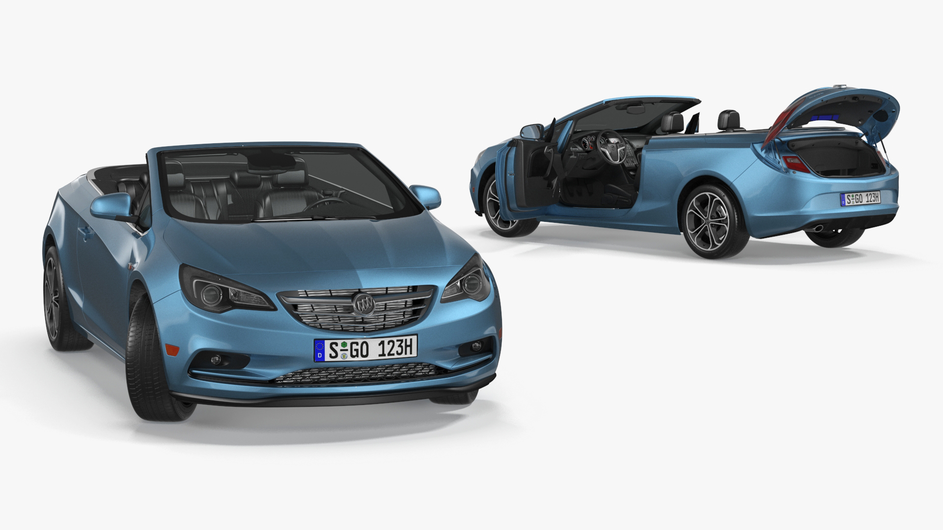 3D Buick Cascada Cabriolet Convertible Blue Color Rigged model