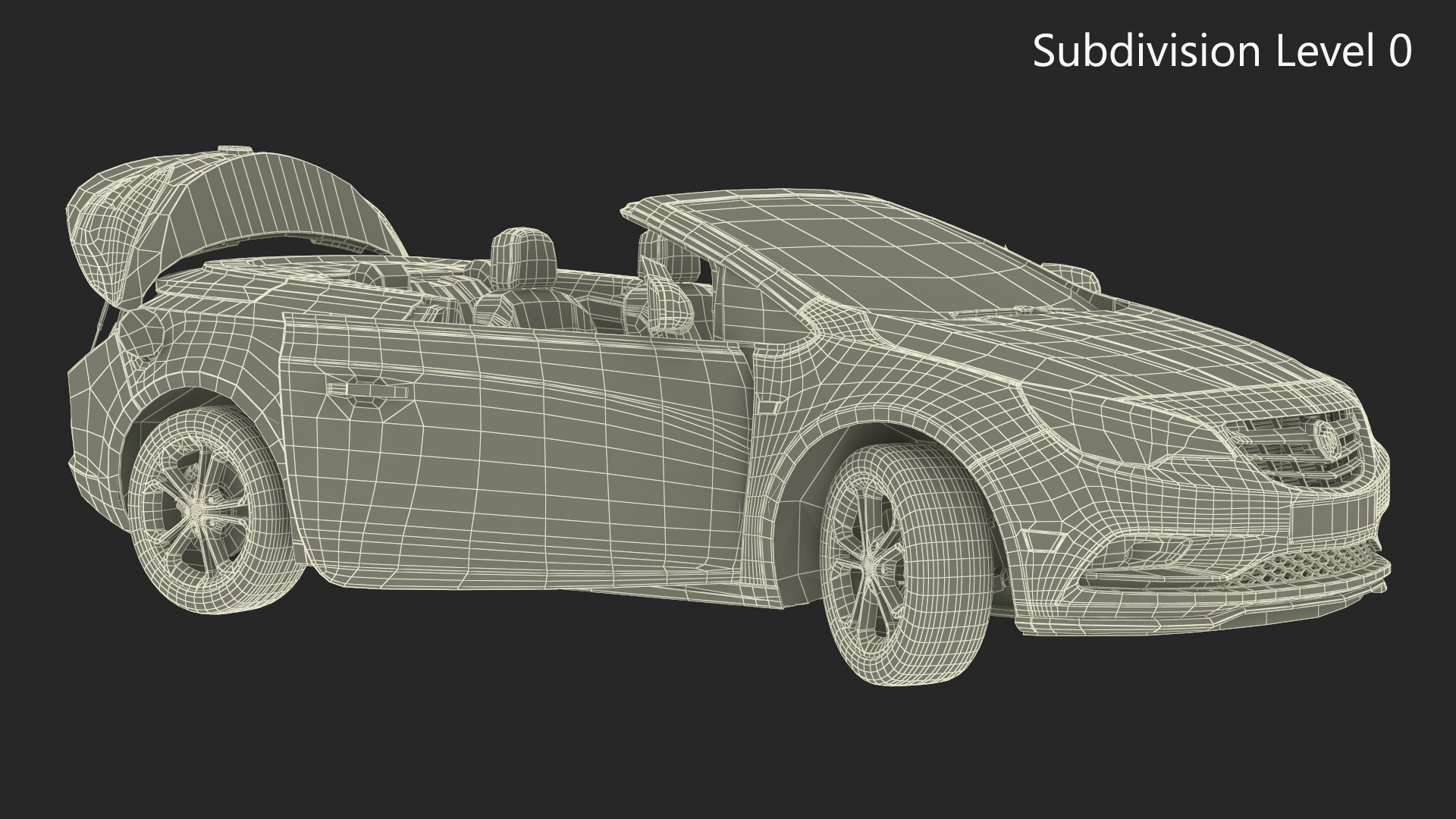 3D Buick Cascada Cabriolet Convertible Blue Color Rigged model