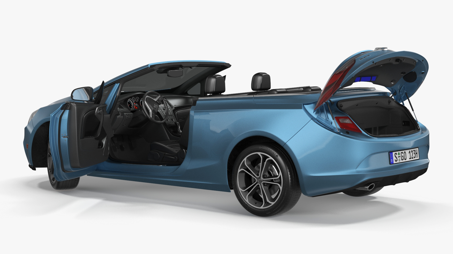3D Buick Cascada Cabriolet Convertible Blue Color Rigged model