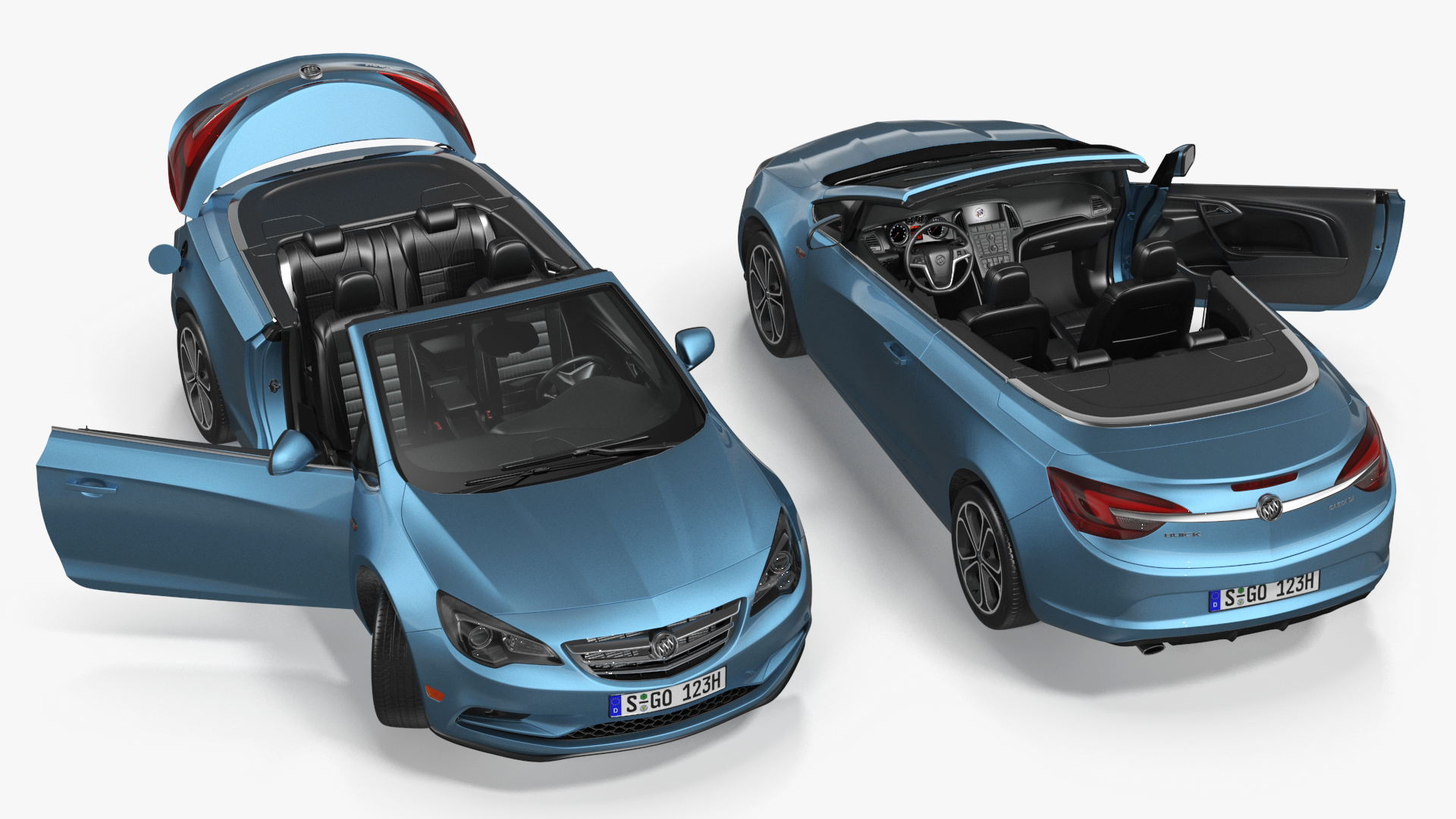 3D Buick Cascada Cabriolet Convertible Blue Color Rigged model