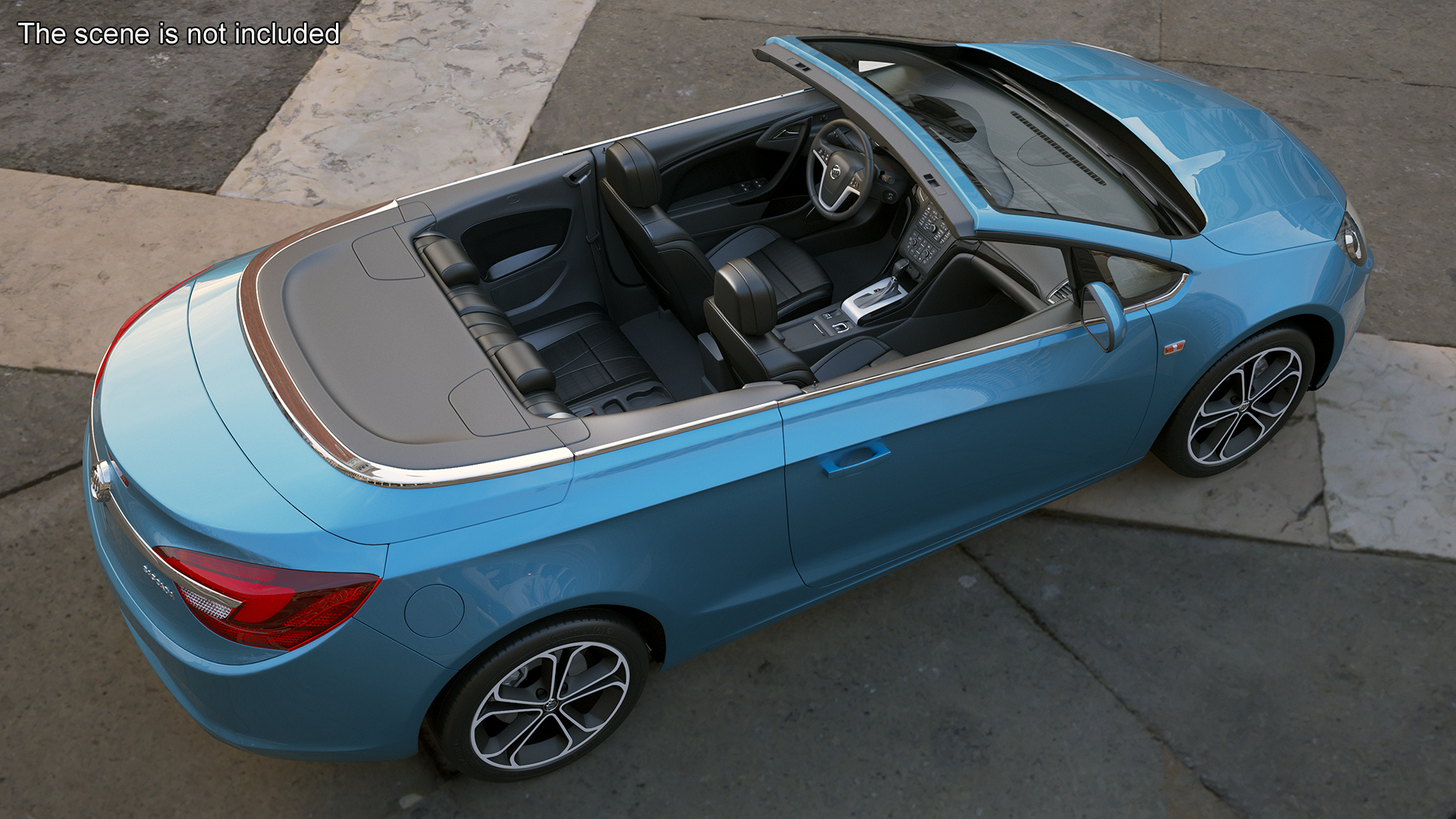 3D Buick Cascada Cabriolet Convertible Blue Color Rigged model