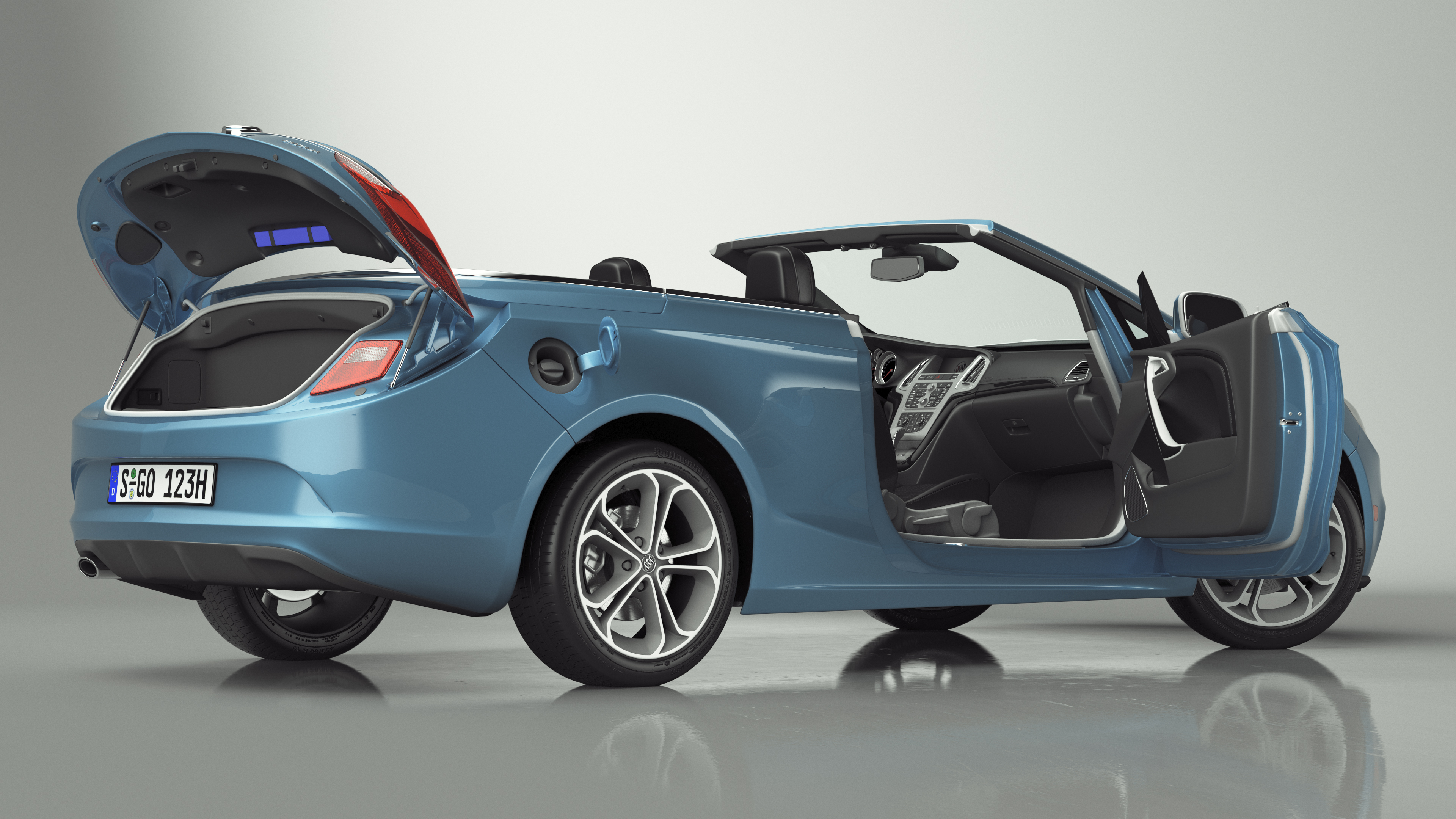 3D Buick Cascada Cabriolet Convertible Blue Color Rigged model
