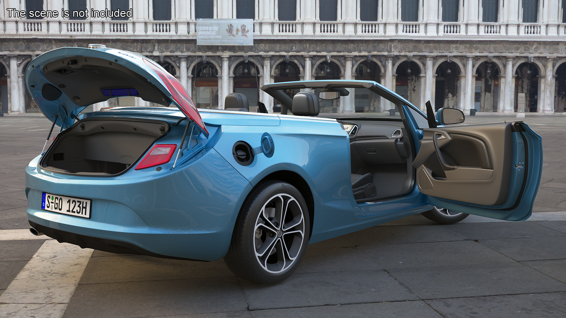 3D Buick Cascada Cabriolet Convertible Blue Color Rigged model