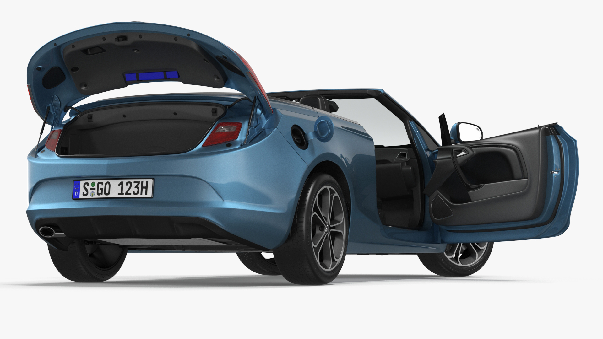 3D Buick Cascada Cabriolet Convertible Blue Color Rigged model