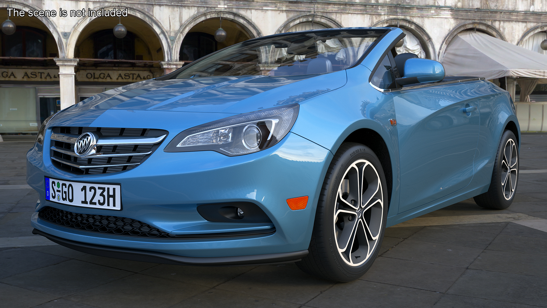 3D Buick Cascada Cabriolet Convertible Blue Color Rigged model