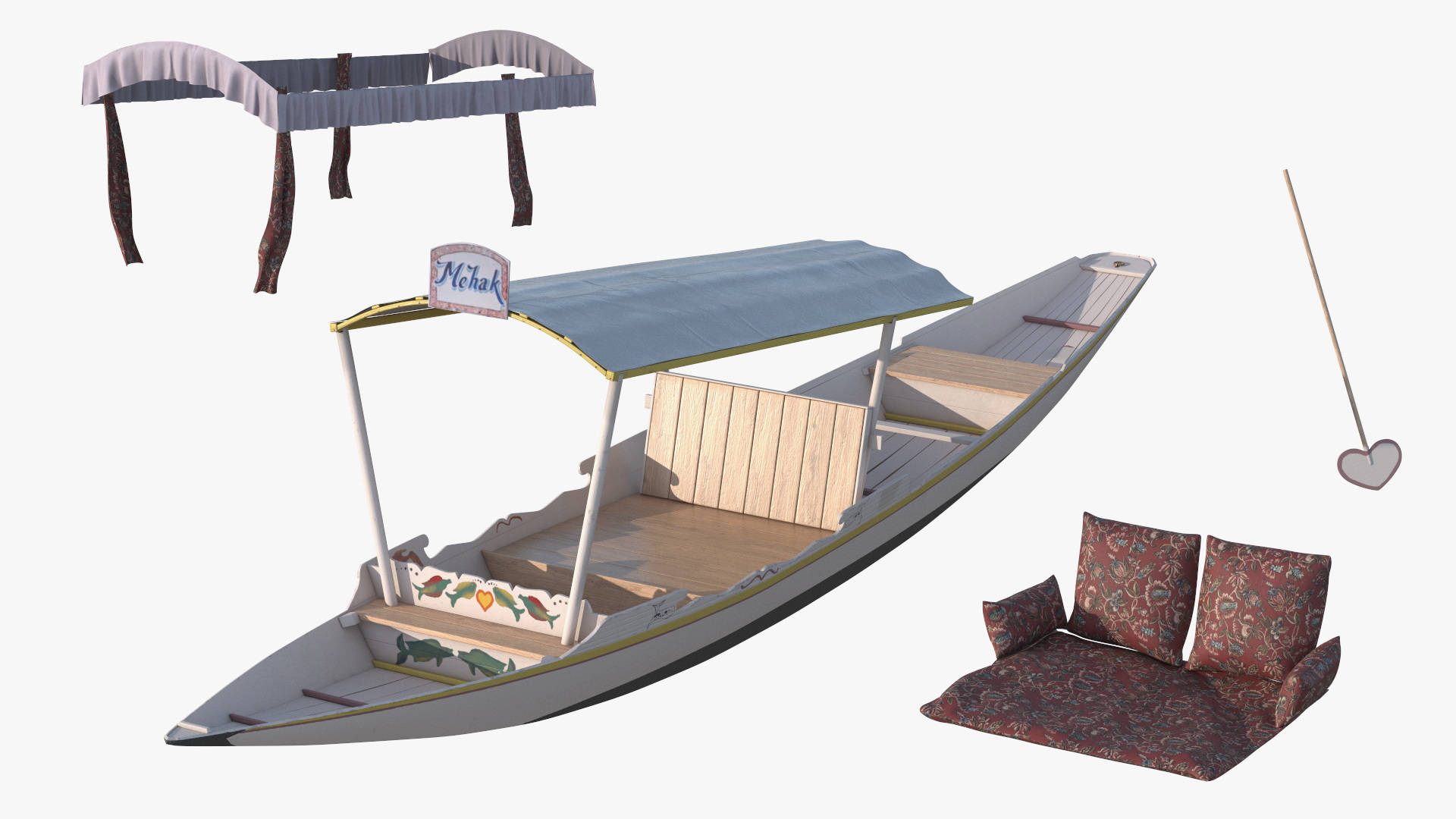 Dal Lake Shikara White 3D
