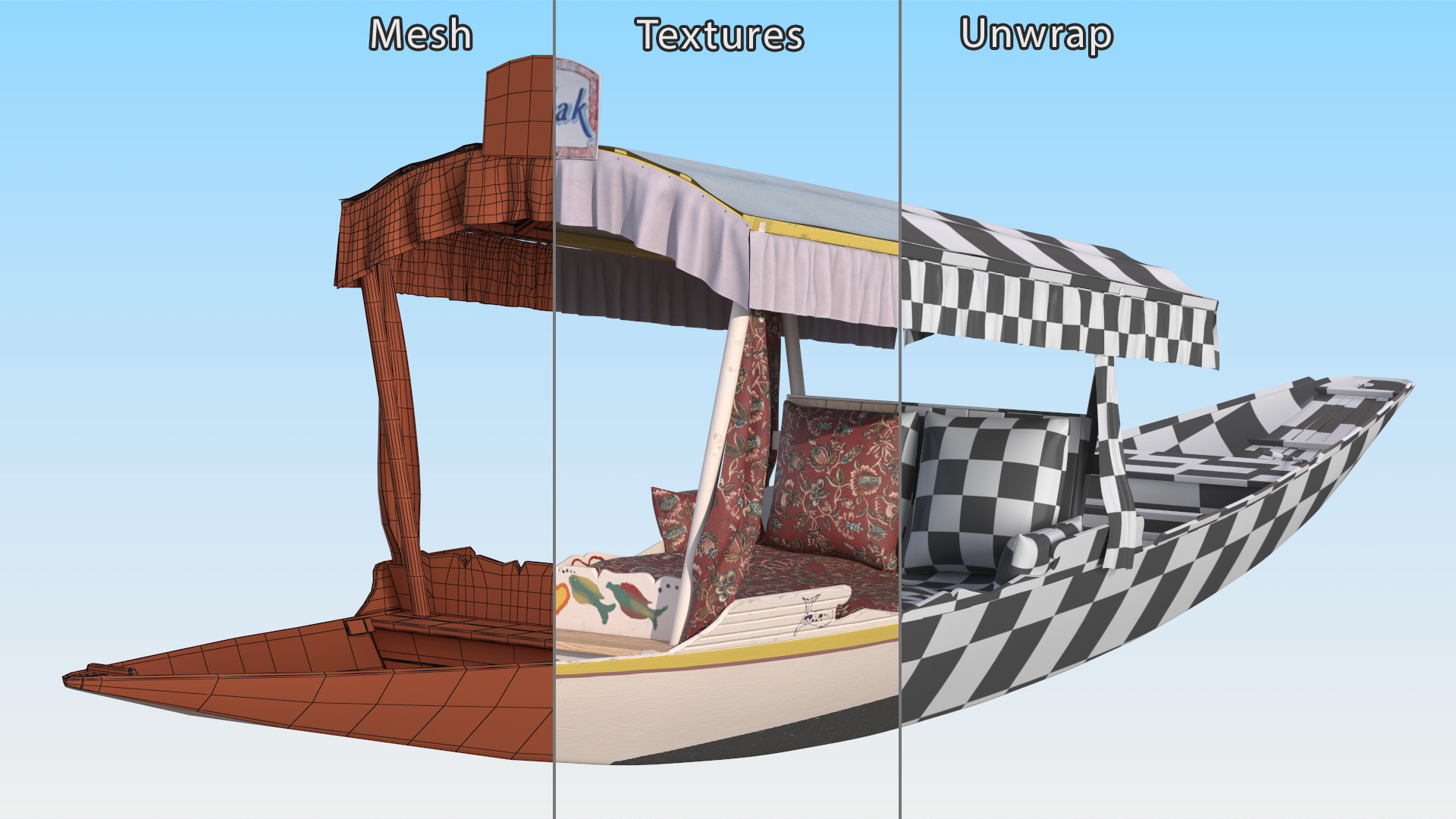 Dal Lake Shikara White 3D