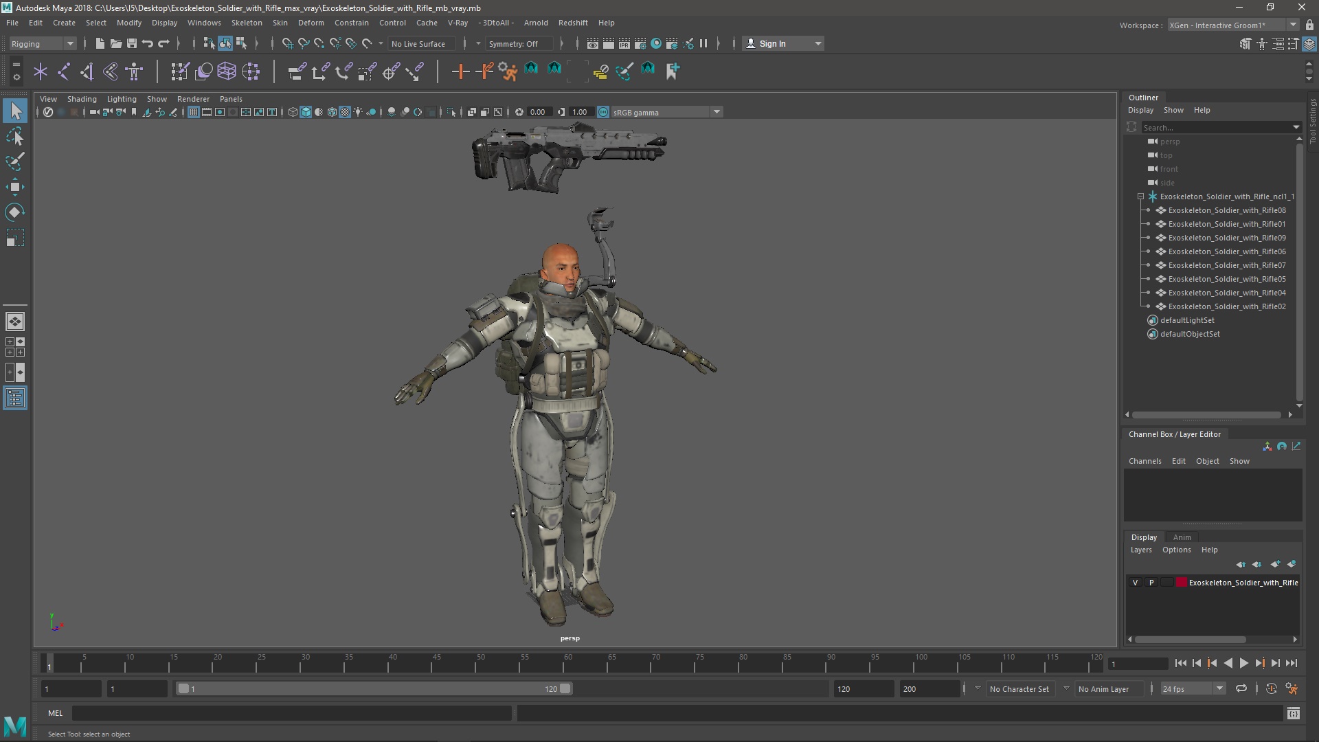 3D model Exoskeleton Soldier with Rifle
