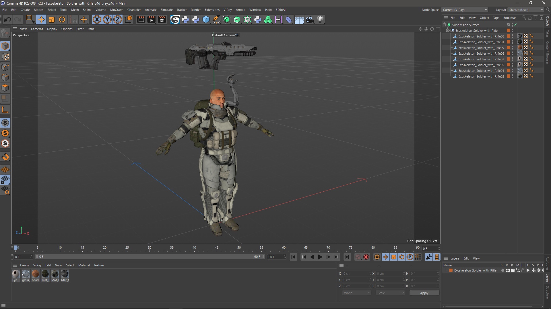3D model Exoskeleton Soldier with Rifle