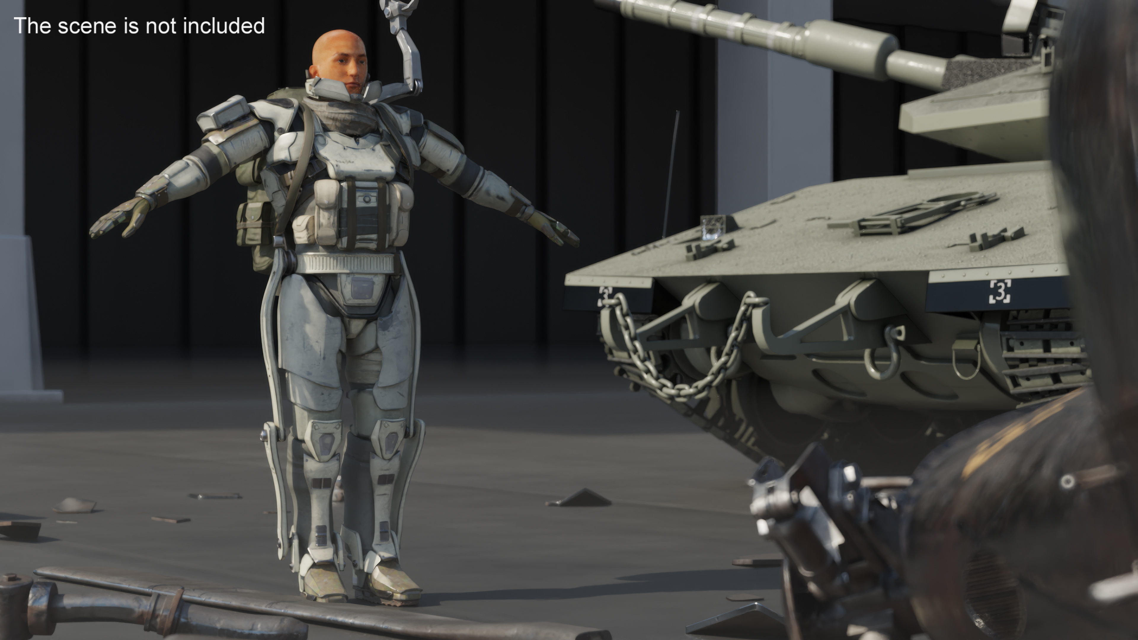 3D model Exoskeleton Soldier with Rifle
