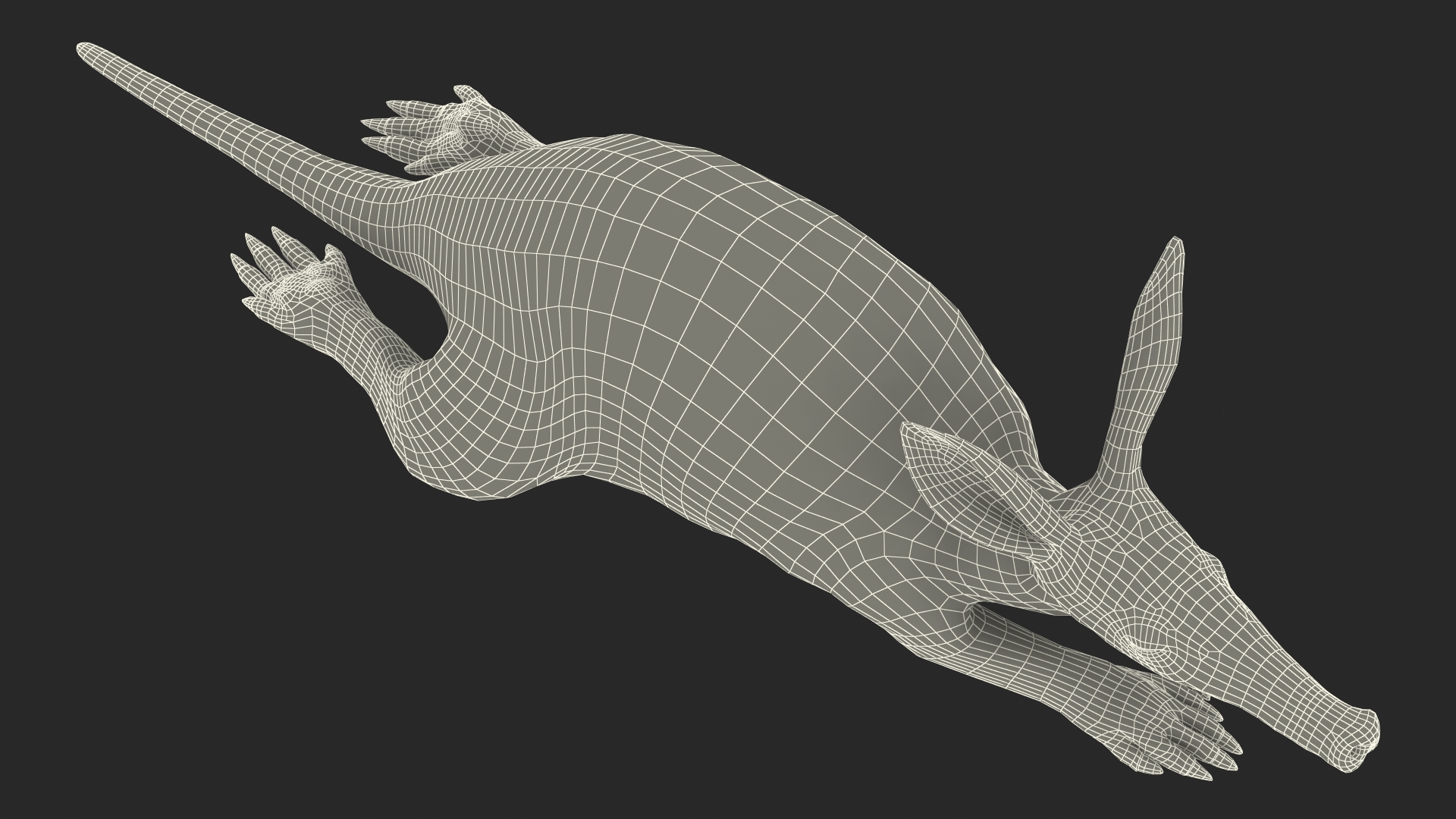 3D Aardvark Lying Pose Fur model
