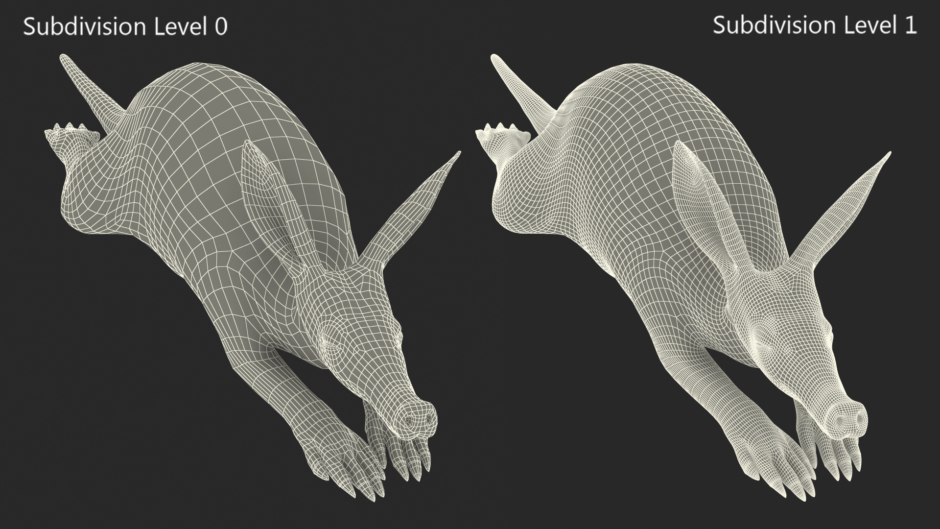 3D Aardvark Lying Pose Fur model