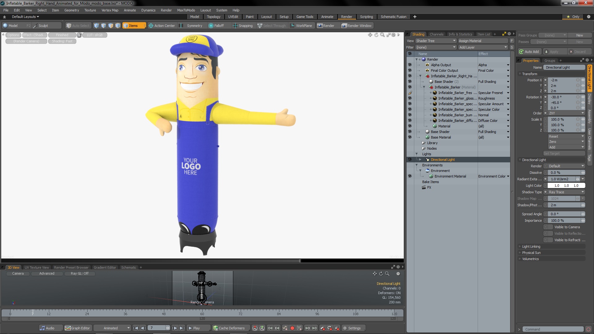 Inflatable Barker Right Hand Animated 3D