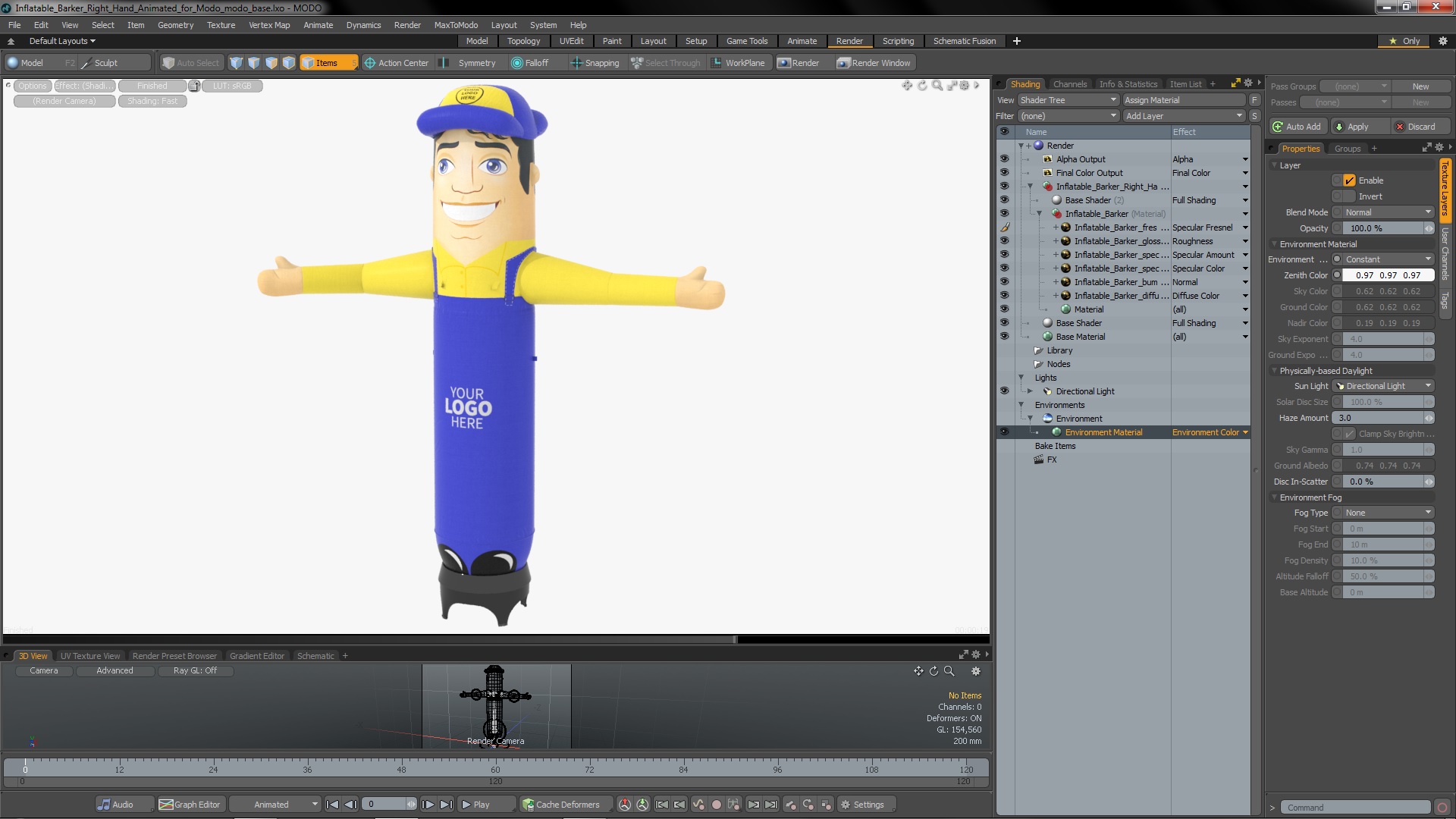 Inflatable Barker Right Hand Animated 3D