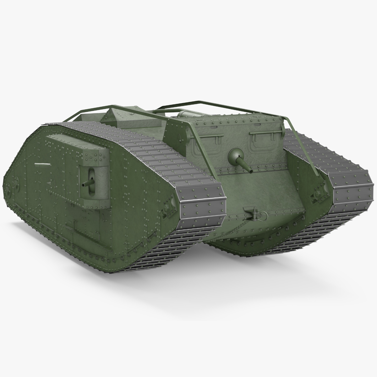 3D Tank MK 4 Female Green Rigged for Cinema 4D model