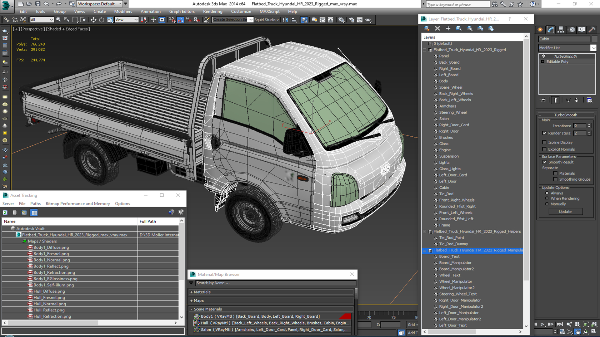 3D Flatbed Truck Hyundai HR 2023 Rigged