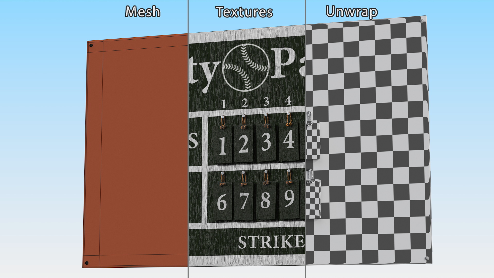 Classic Style Baseball Scoreboard Fur 3D
