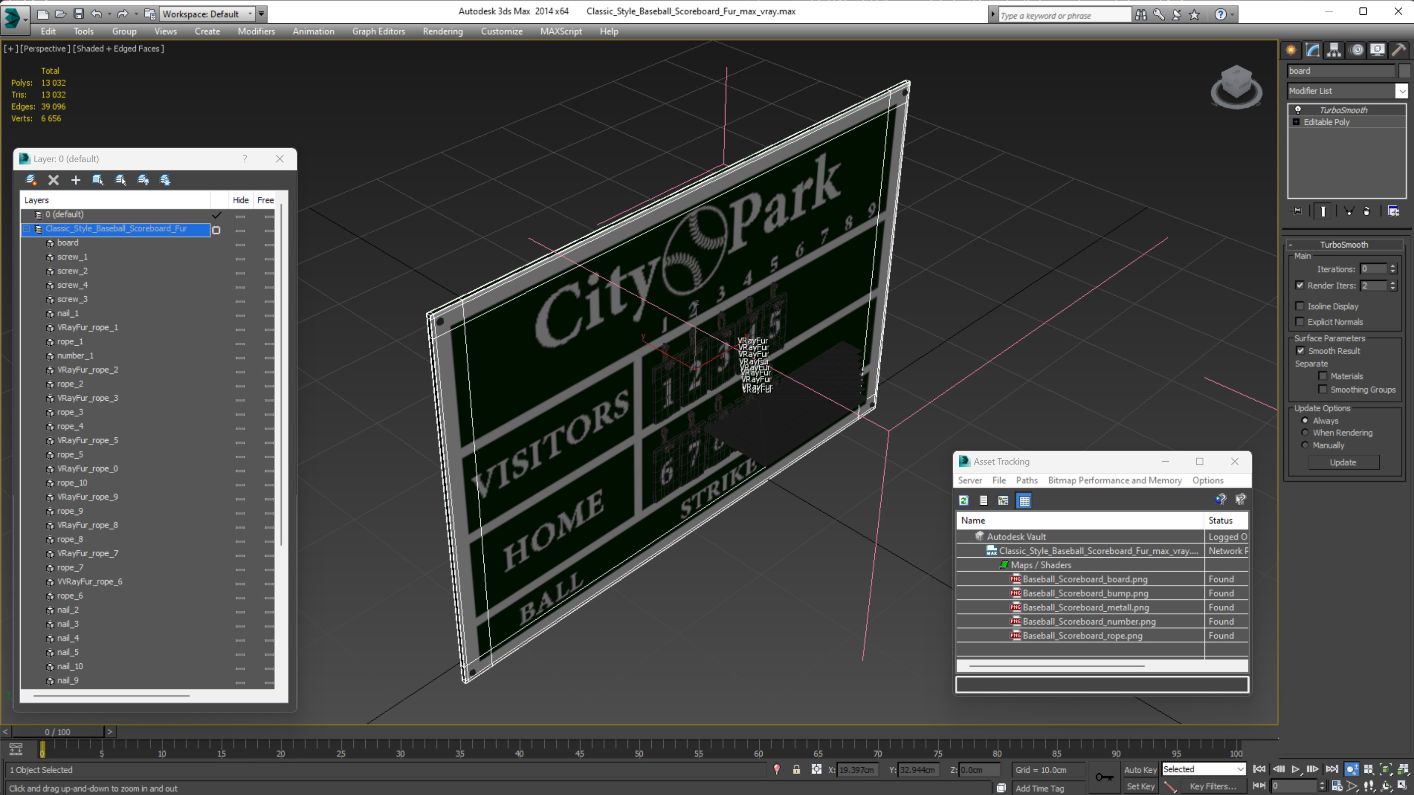 Classic Style Baseball Scoreboard Fur 3D