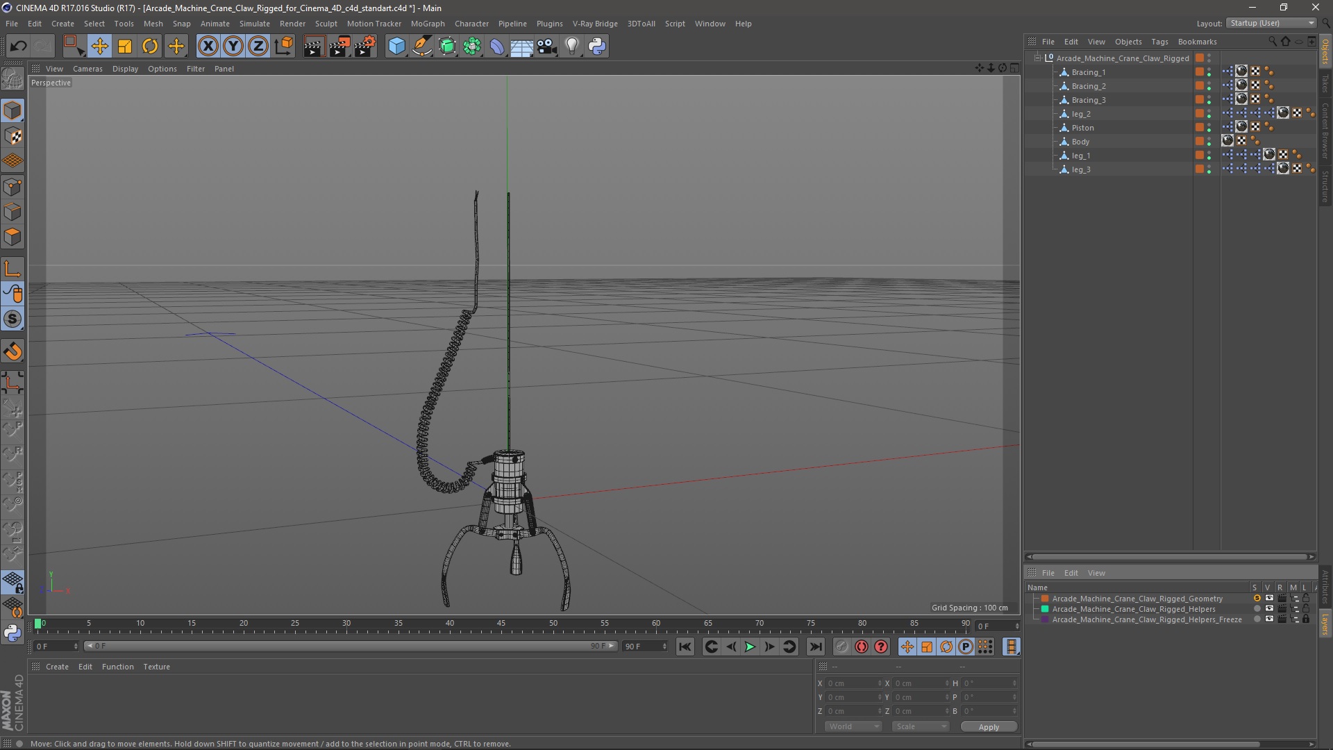 3D Arcade Machine Crane Claw Rigged for Cinema 4D