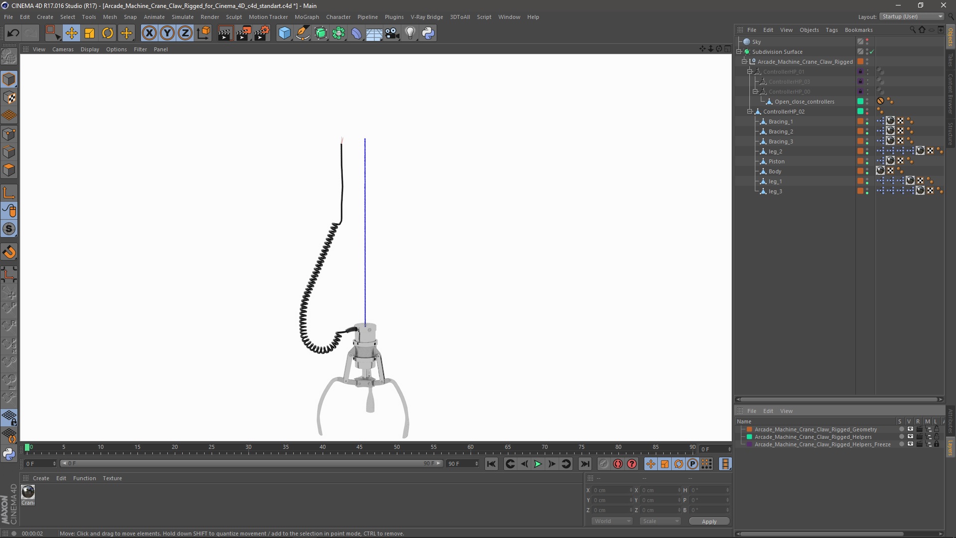 3D Arcade Machine Crane Claw Rigged for Cinema 4D
