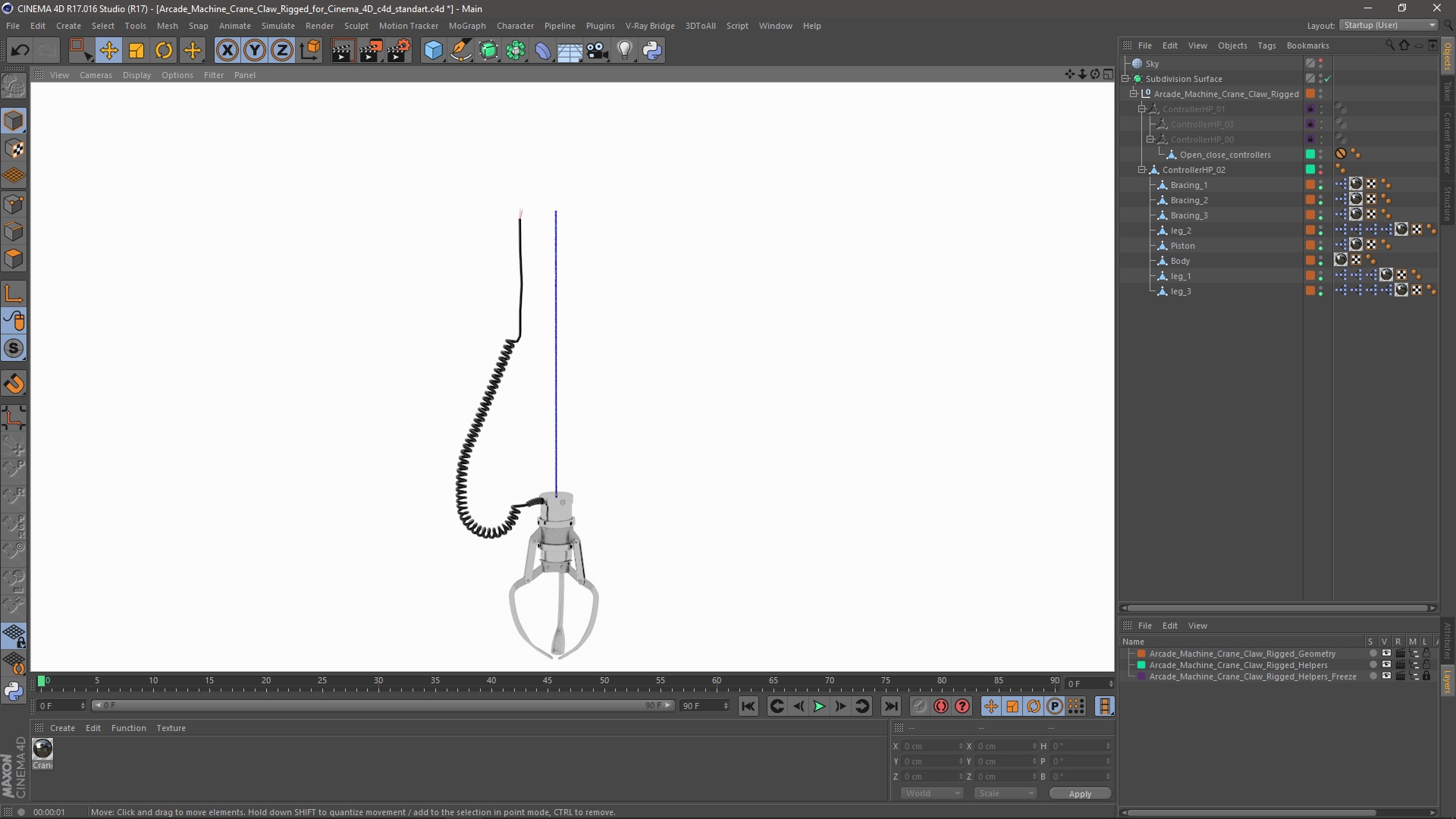 3D Arcade Machine Crane Claw Rigged for Cinema 4D