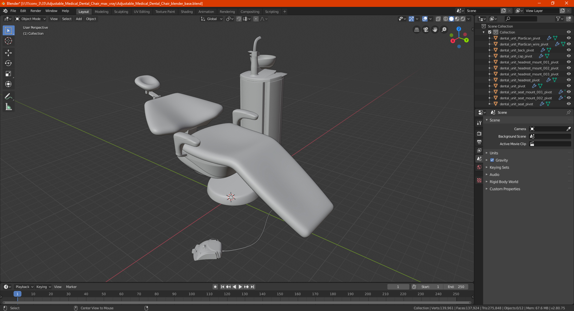 3D Adjustable Medical Dental Chair