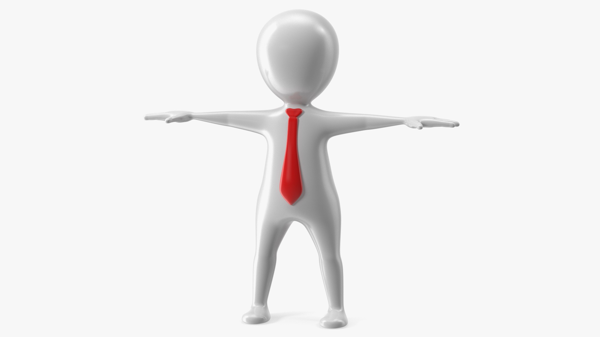 3D Stickman With Red Tie T-pose model