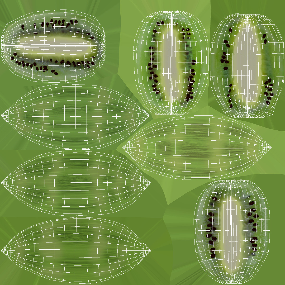 3D Peeled Half Kiwi Slices model
