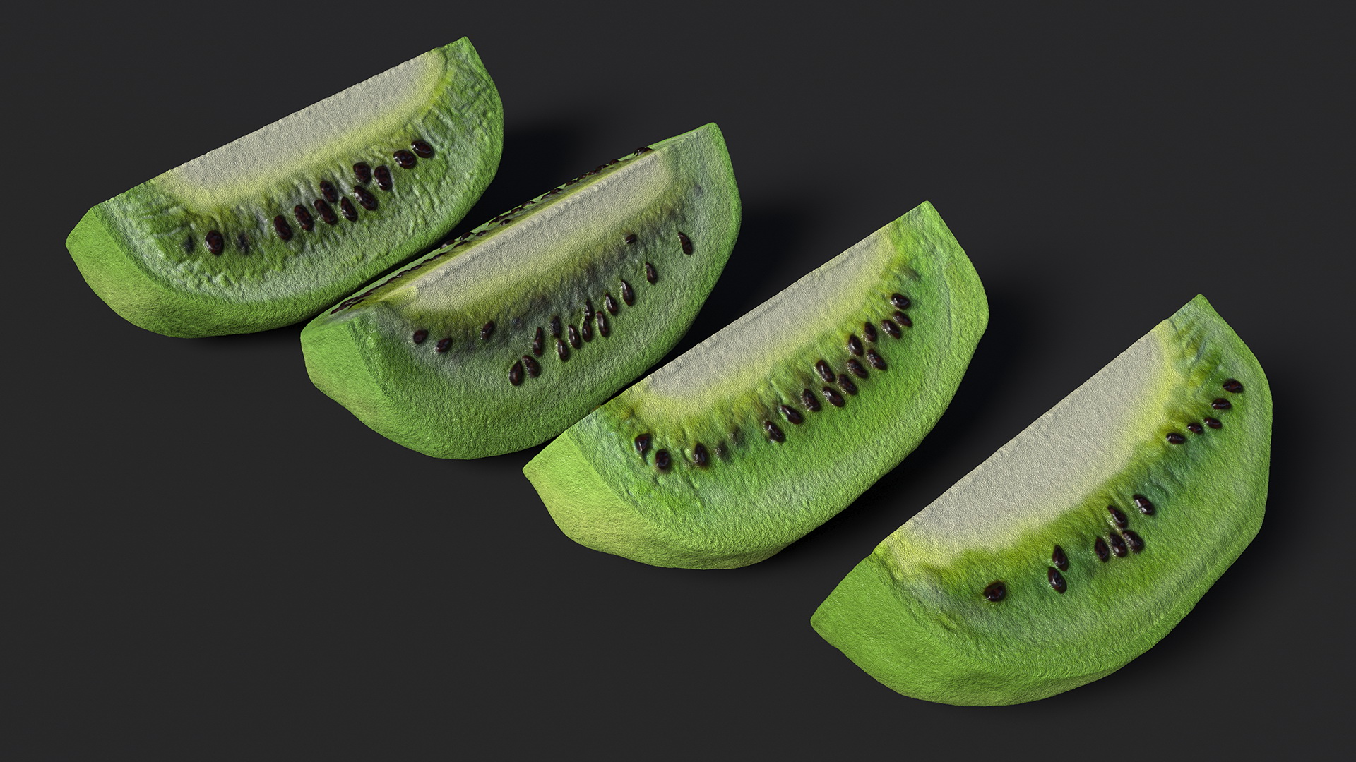 3D Peeled Half Kiwi Slices model