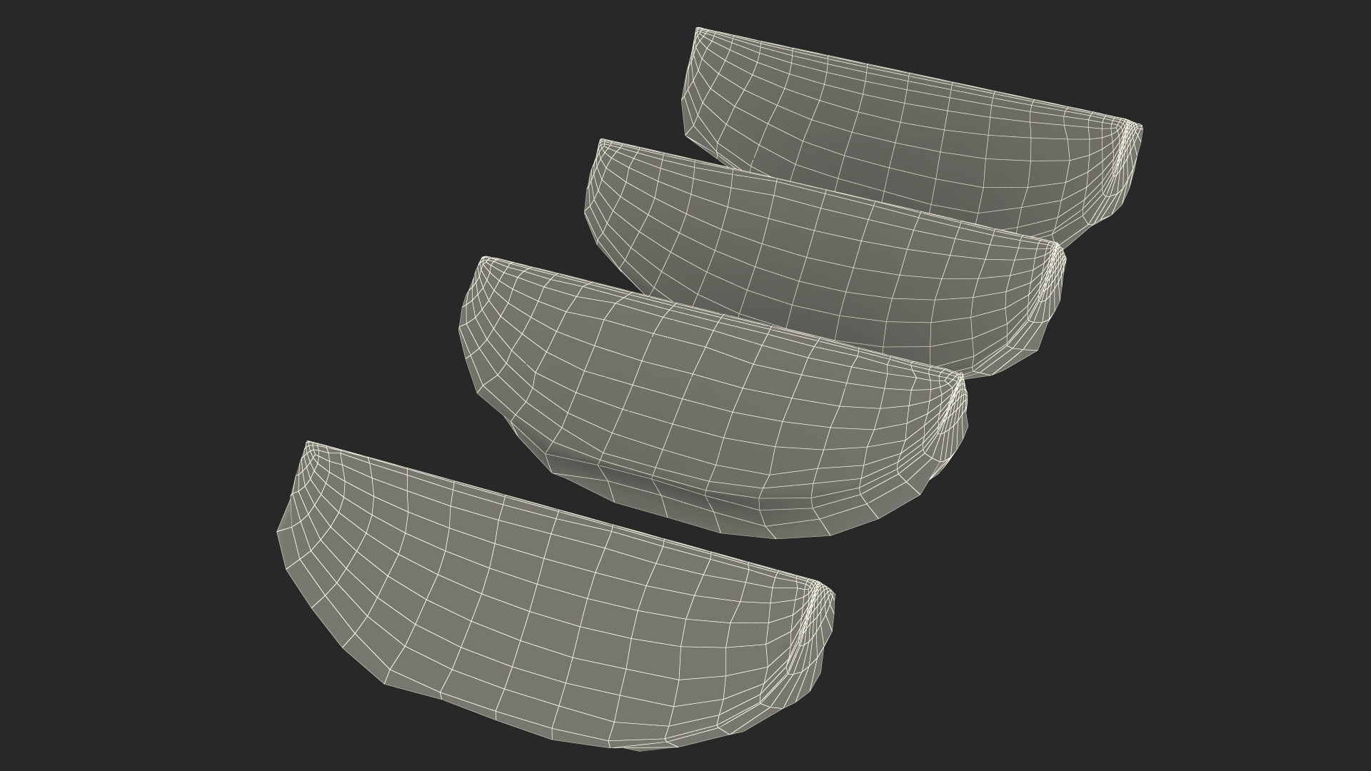 3D Peeled Half Kiwi Slices model