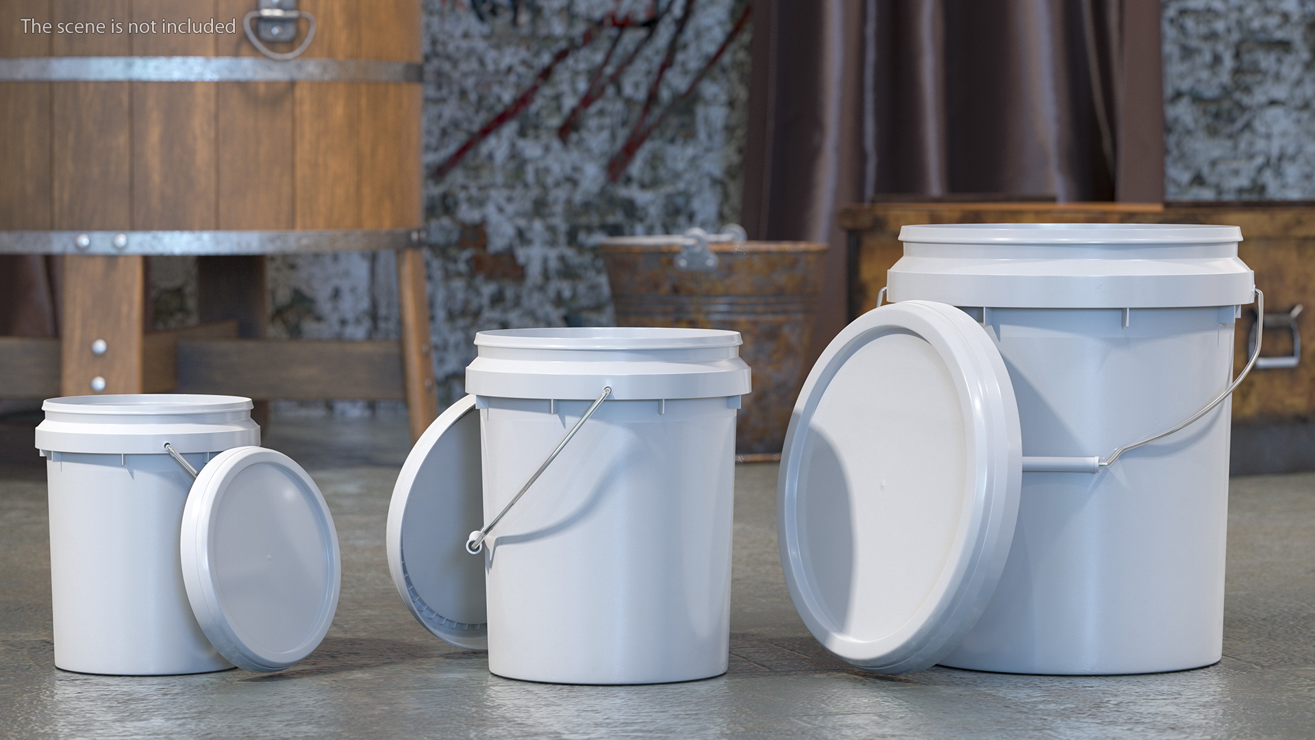 3D model Food Grade Plastic Buckets Set