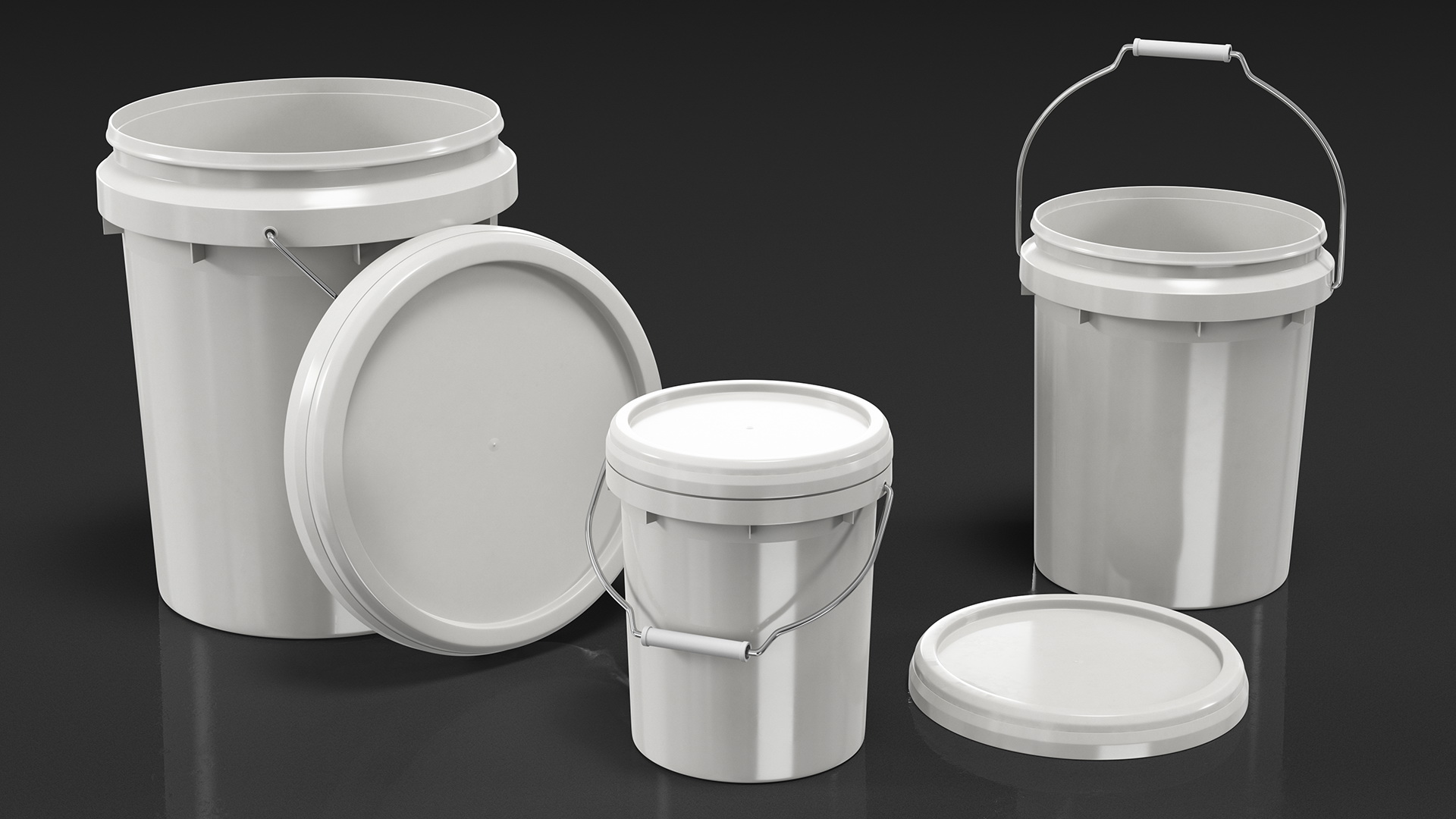 3D model Food Grade Plastic Buckets Set
