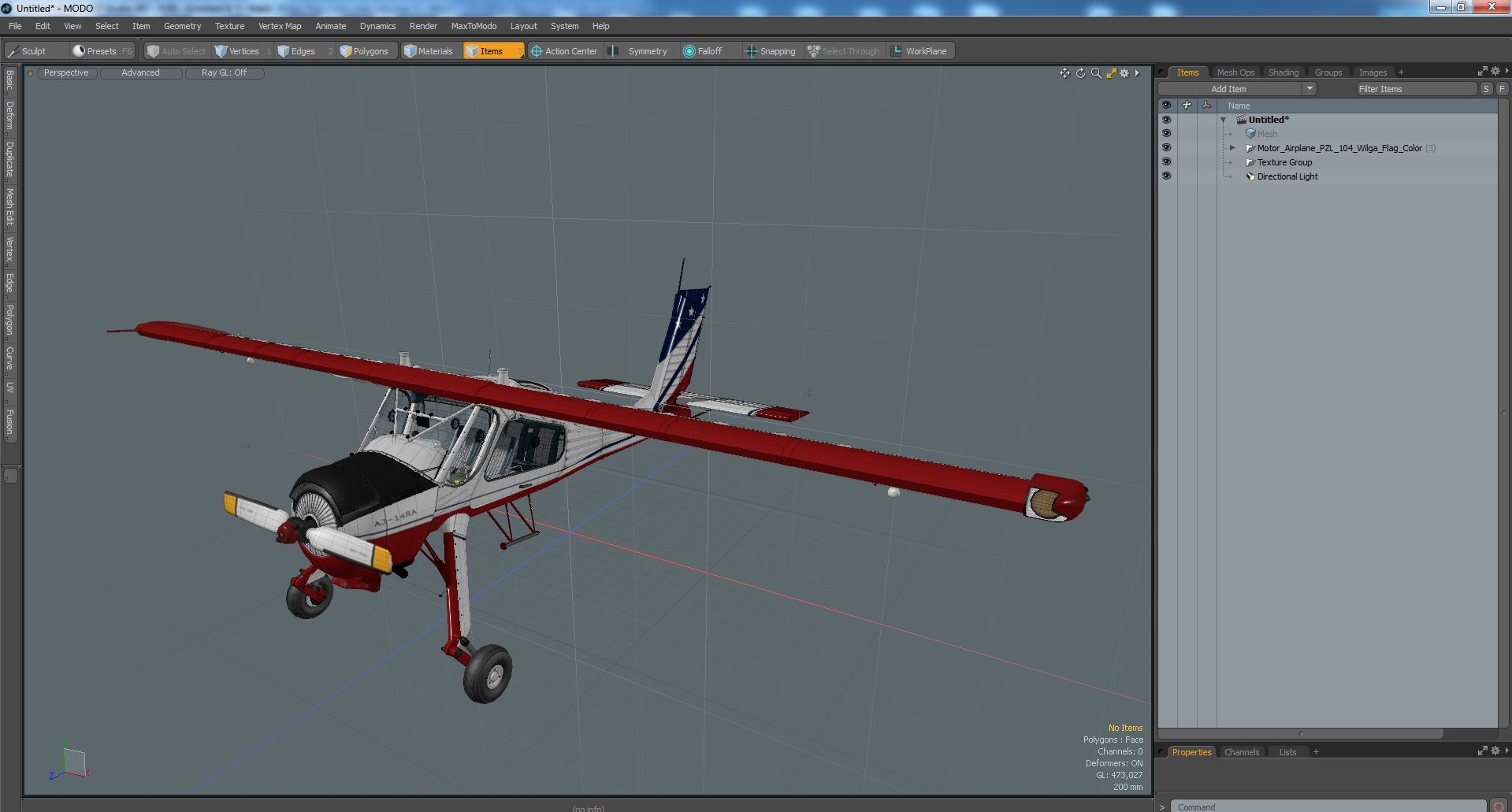 Motor Airplane PZL 104 Wilga Flag Color 3D model