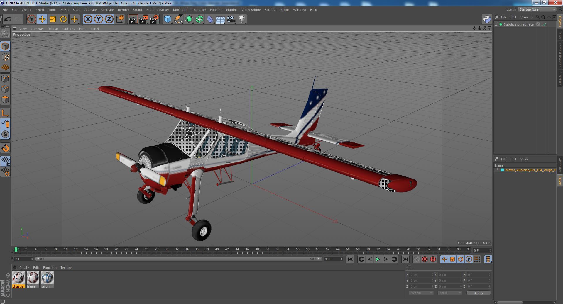Motor Airplane PZL 104 Wilga Flag Color 3D model