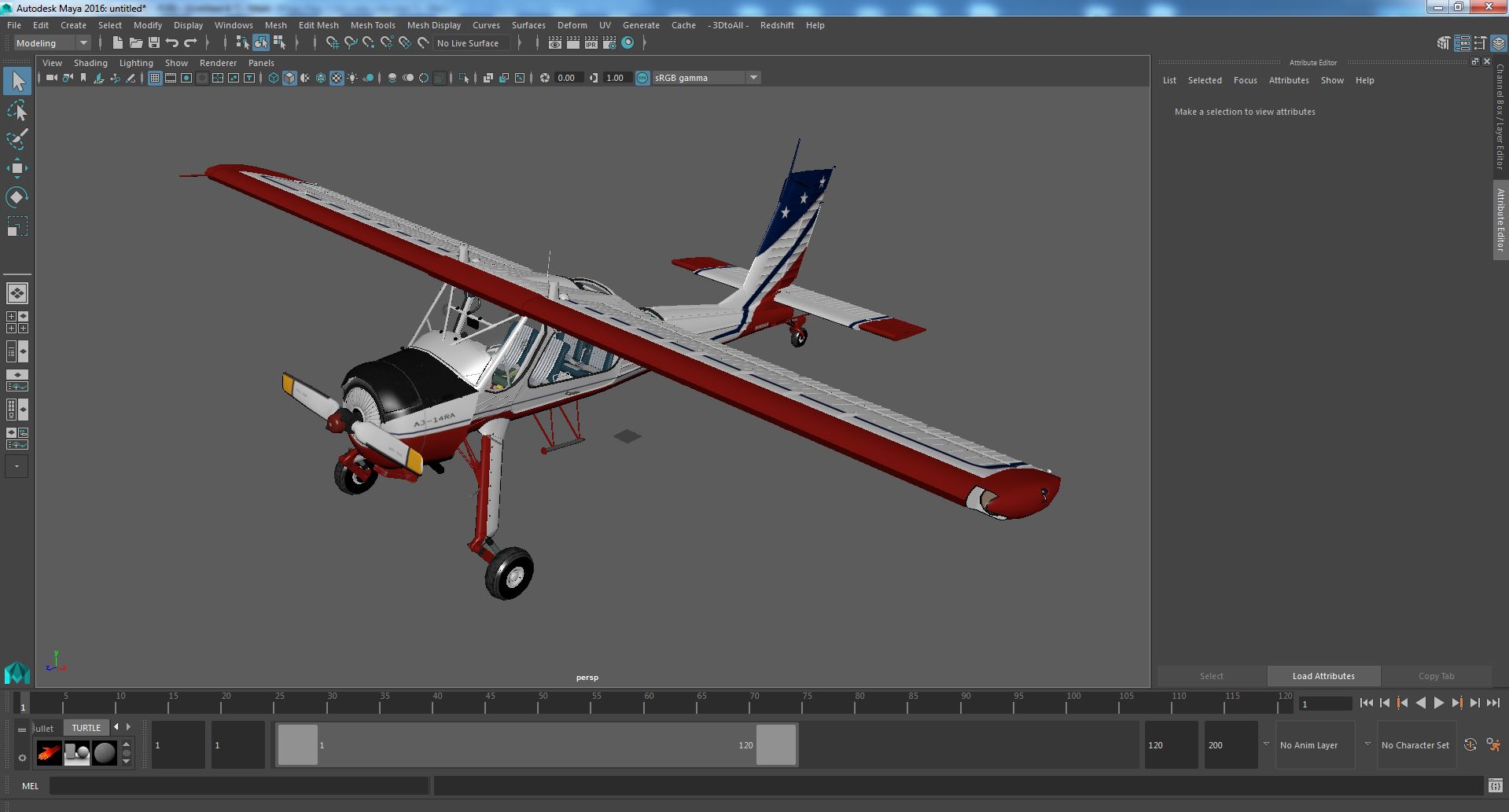 Motor Airplane PZL 104 Wilga Flag Color 3D model