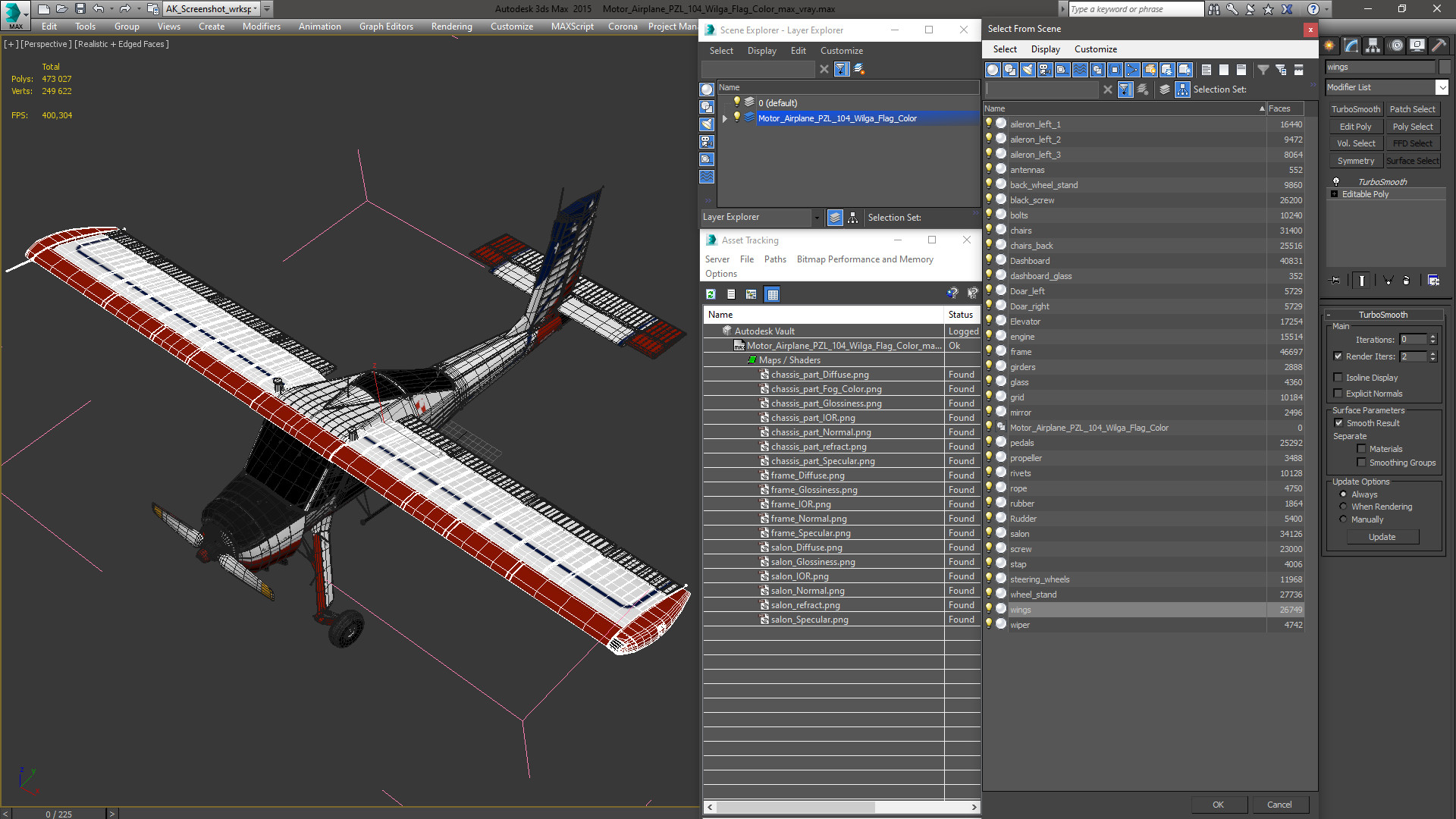 Motor Airplane PZL 104 Wilga Flag Color 3D model