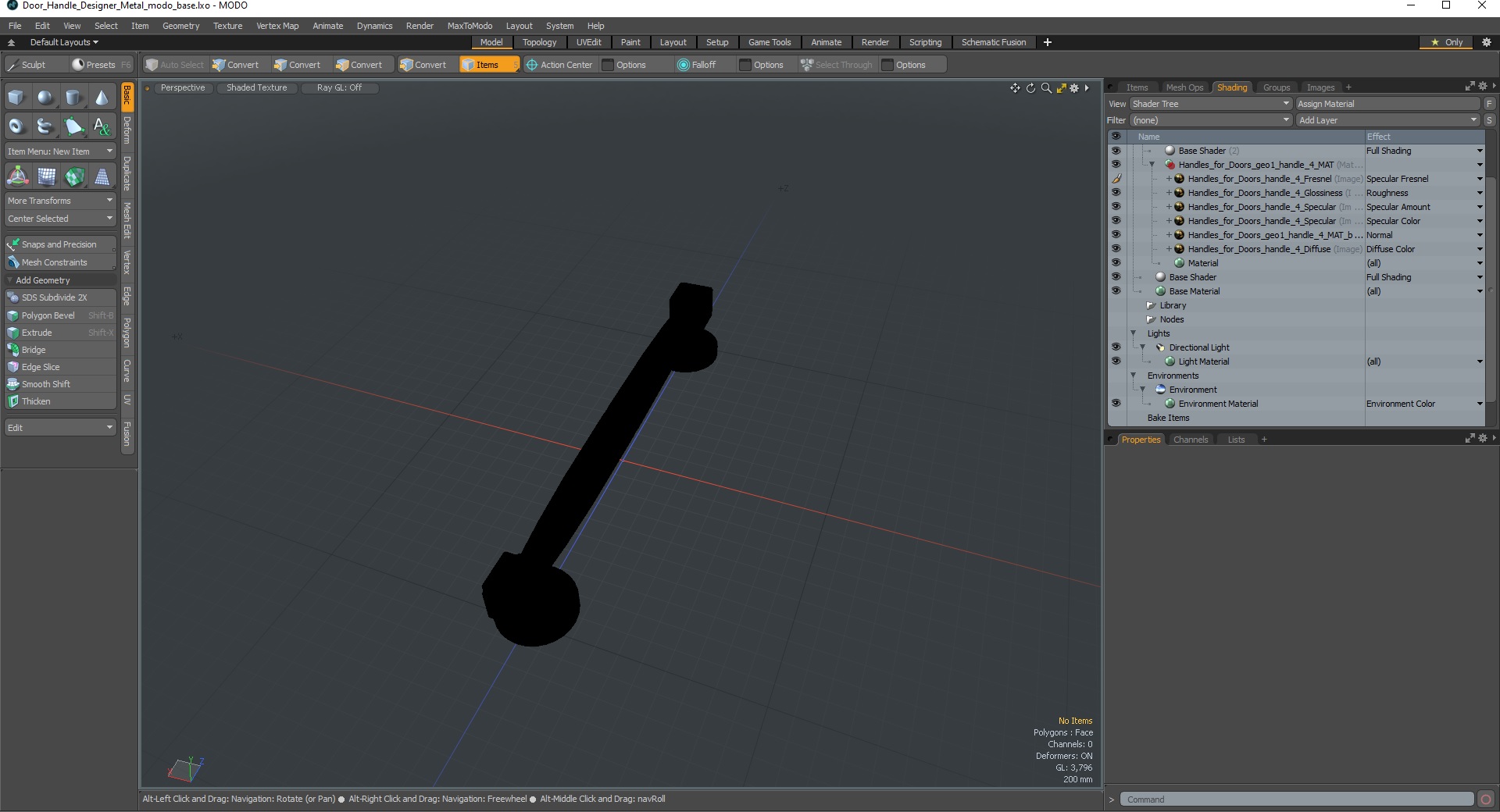 3D Door Handle Designer Metal
