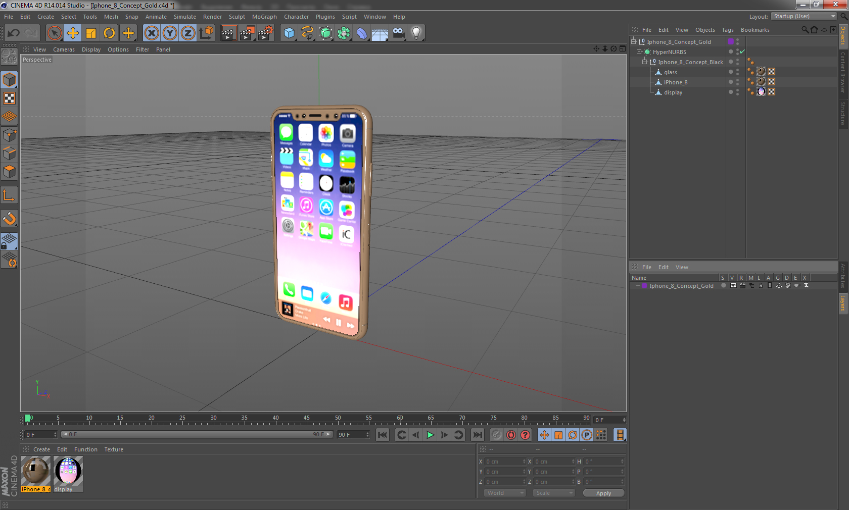 3D Iphone 8 Concept Gold