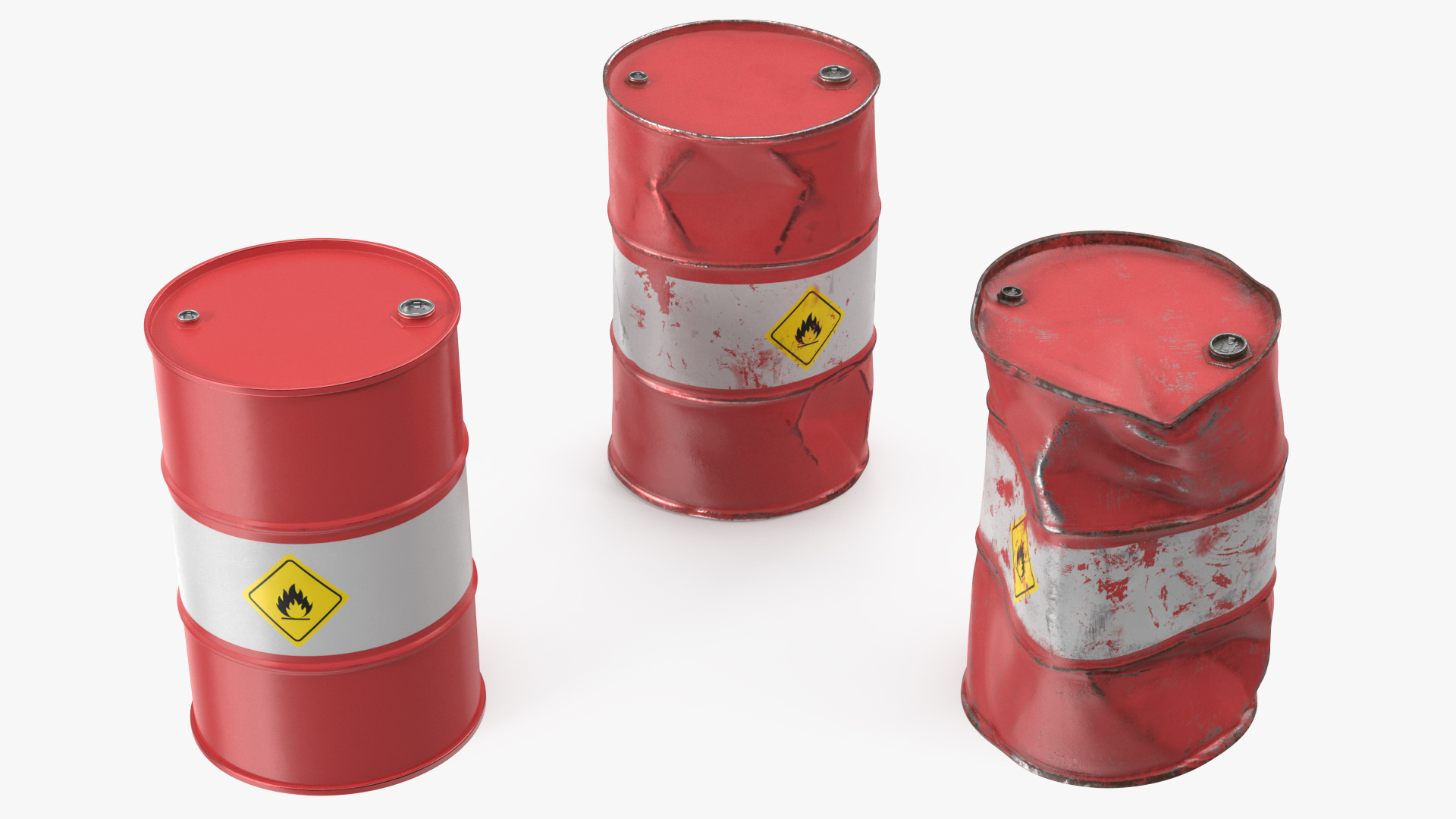 3D Crude Oil Barrels Set