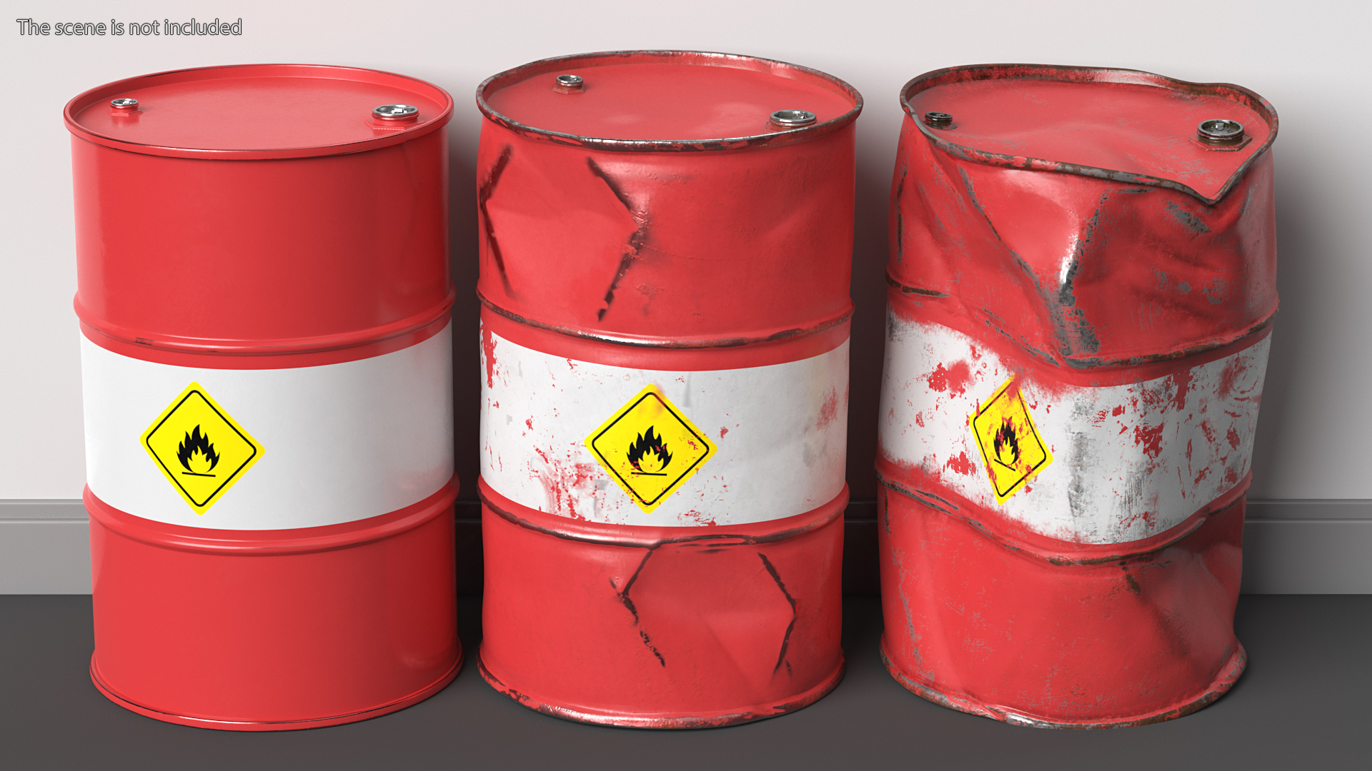 3D Crude Oil Barrels Set