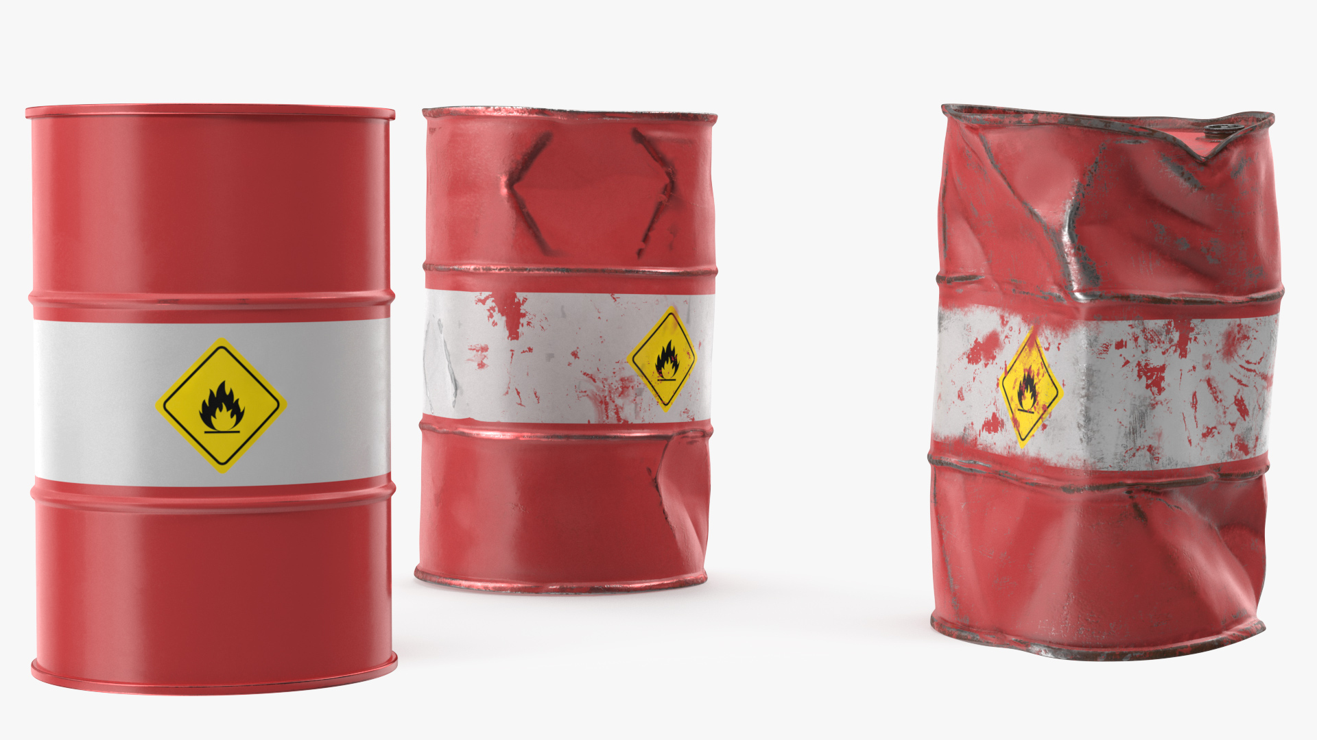 3D Crude Oil Barrels Set